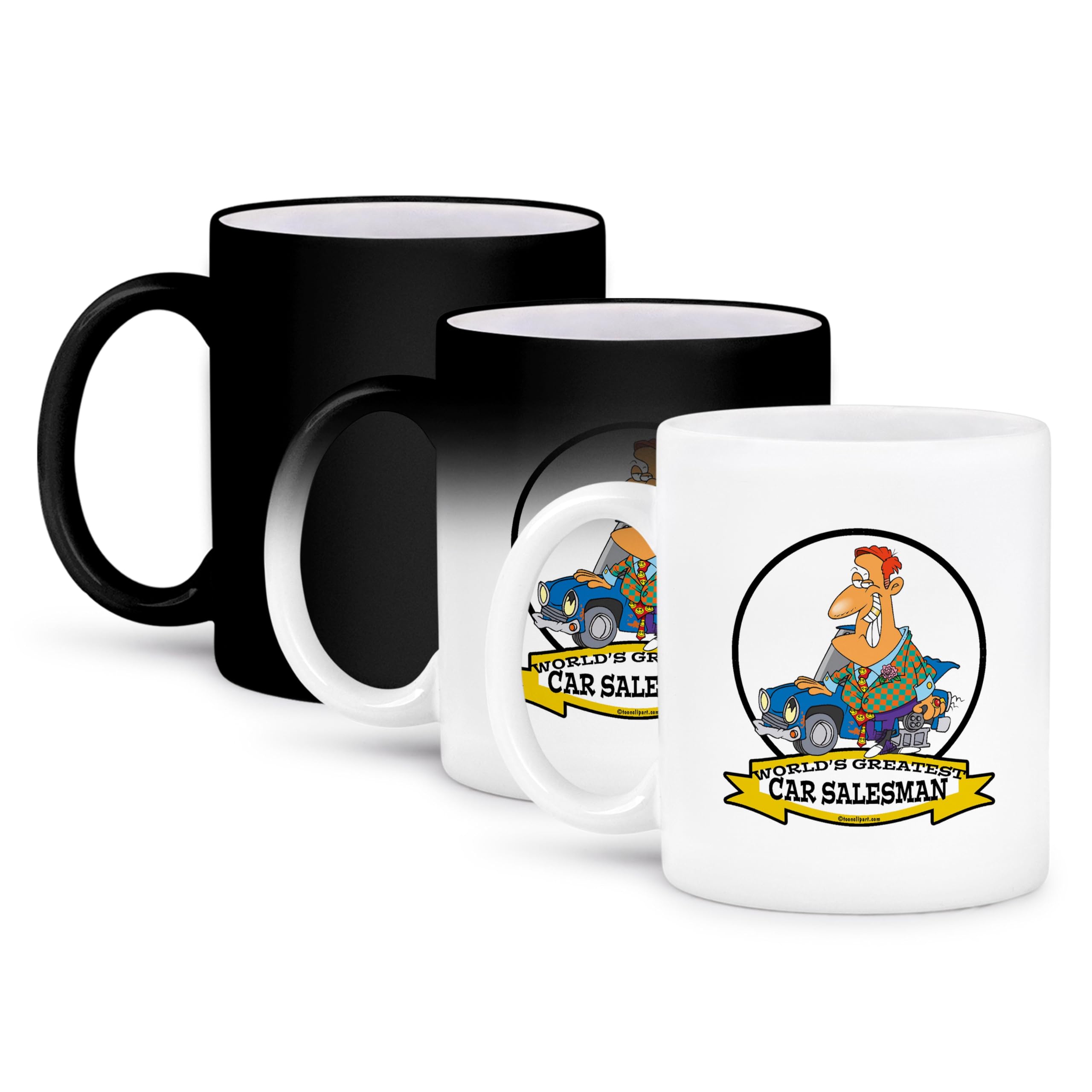 3dRose 11oz Funny Worlds Greatest Car Salesman II Coffee Mug - Occupation Job Cartoon Gift for Coffee Lovers - Perfect for Office Use, Gifts & Humor Enthusiasts