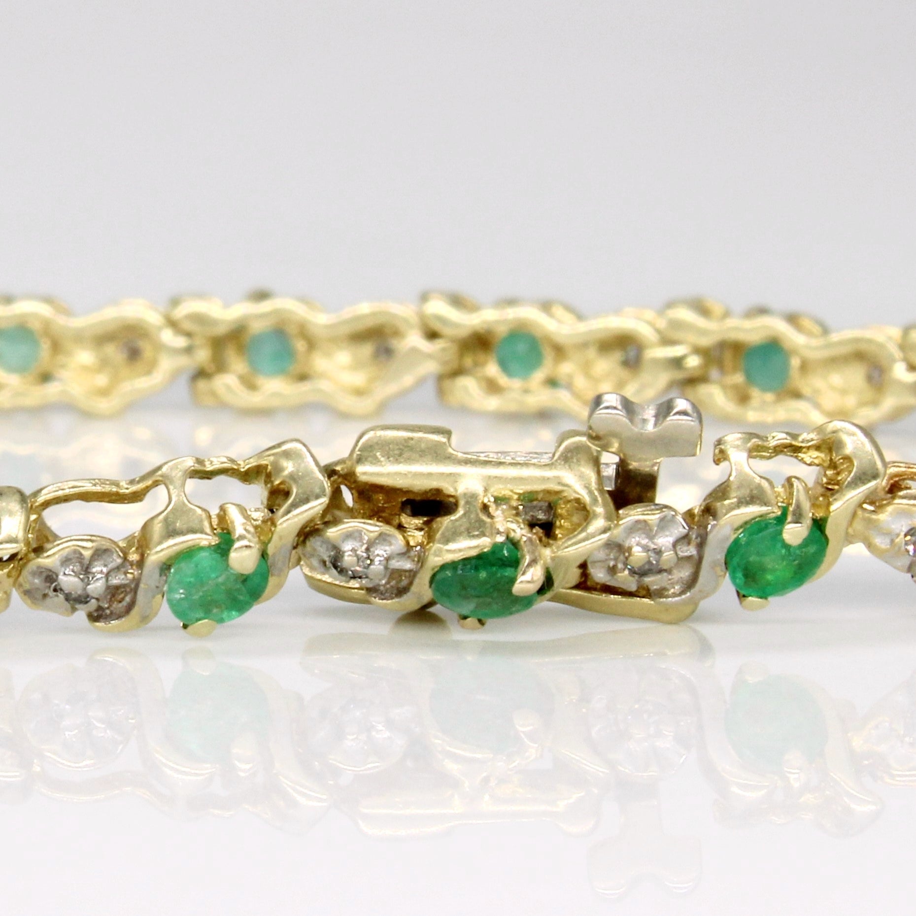 Emerald and Diamond Tennis Bracelet - 1.00ctw Genuine Gemstones, 0.10ctw Diamonds, 7 Inches - Elegant Jewelry for Women, Perfect Gift for Anniversary, Wedding, or Special Occasion