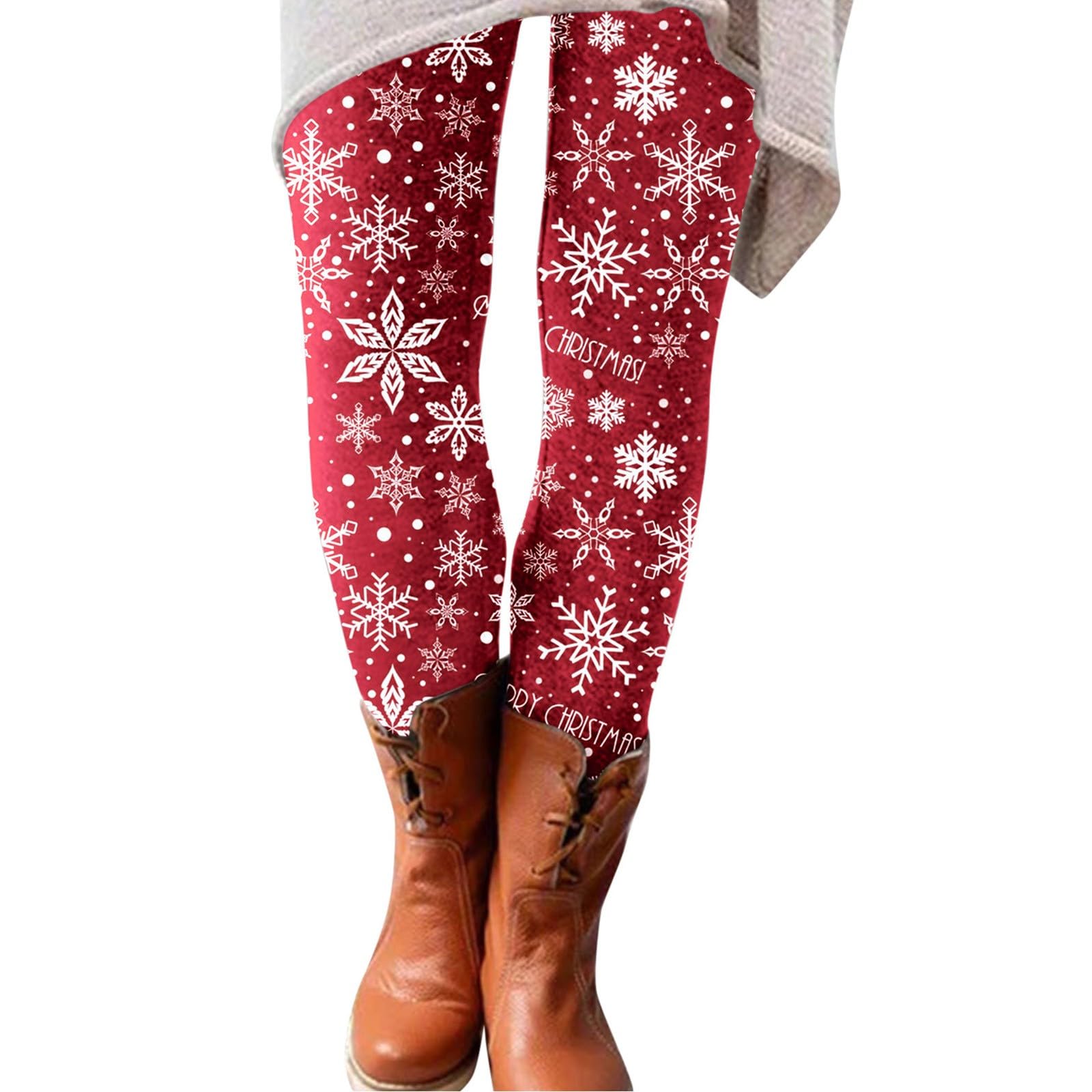 Festive Christmas Leggings for Women 2023 - High Waisted Printed Yoga Pants with Snowflake Design - Perfect for Workouts, Holiday Parties & Winter Fashion