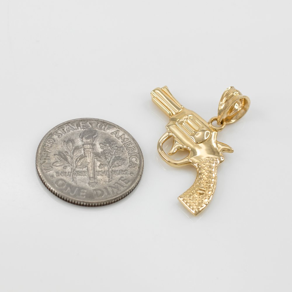 Trendy 14k Yellow Gold Revolver Pistol Pendant Necklace for Women - Perfect for Casual Wear, Parties & Gifts