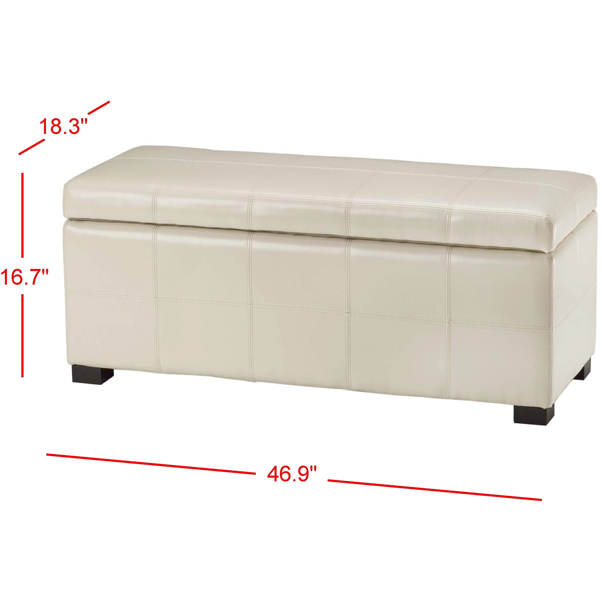 Safavieh Hudson Collection Williamsburg Brown Leather Large Storage Bench - Stylish Entryway Bench with Ample Storage for Shoes & Blankets - Perfect for Living Room, Bedroom or Hallway Organization