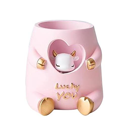 Creative Resin Cow Pen Holder - Cute Animal Desk Organizer for Office & School Supplies | Perfect for Pencil Storage, Home Office Decor, and Student Study Desk Accessories