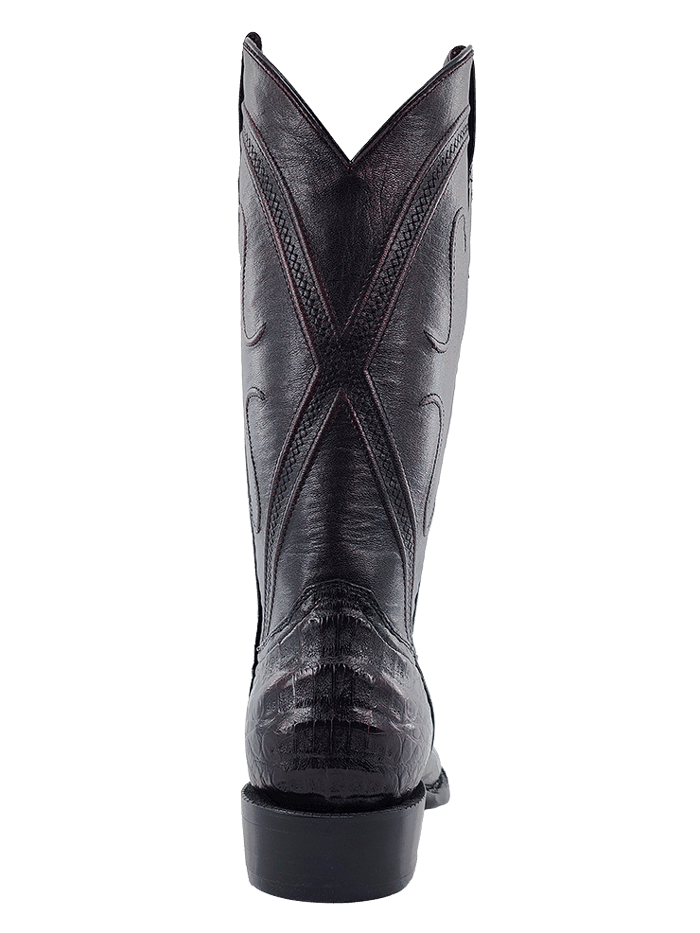 R.Watson RW2002 Genuine Caiman Belly Western Boots for Men - Black Cherry | Comfortable & Stylish Cowboy Boots for Riding, Dancing & Casual Wear