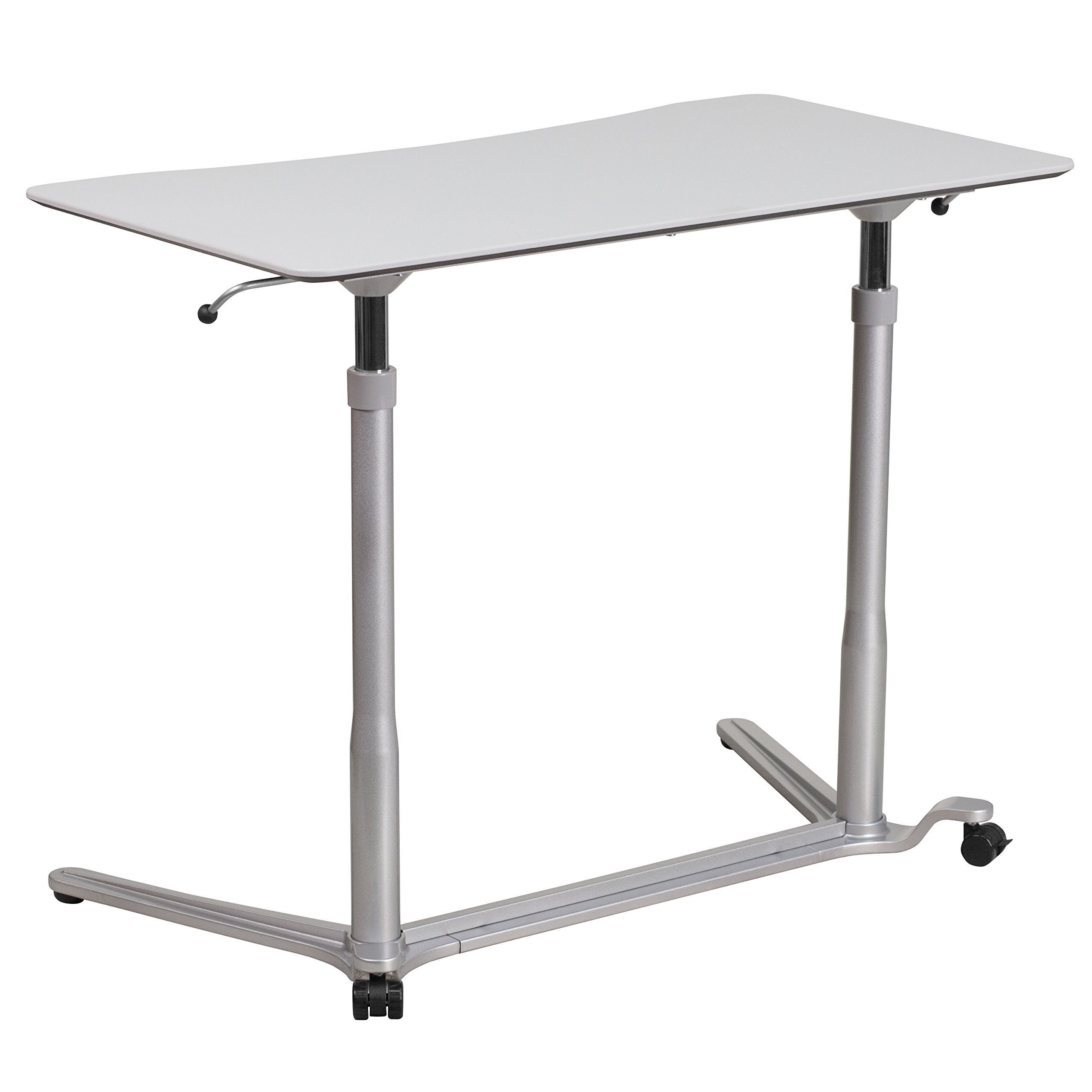 Ergonomic Adjustable Sit Stand Desk - Light Gray Height Adjustable Computer Workstation for Home & Office - Perfect for Remote Work, Gaming & Study