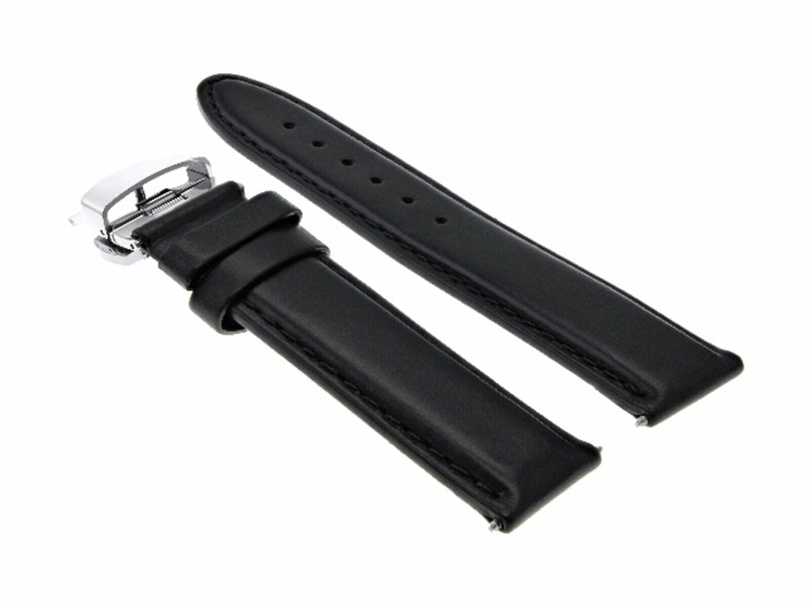 20mm Smooth Leather Deployment Watch Band Strap - Compatible with Audemars Piguet Watches - Black - Premium Replacement Strap for Luxury Watches - Perfect for Business, Formal & Everyday Wear
