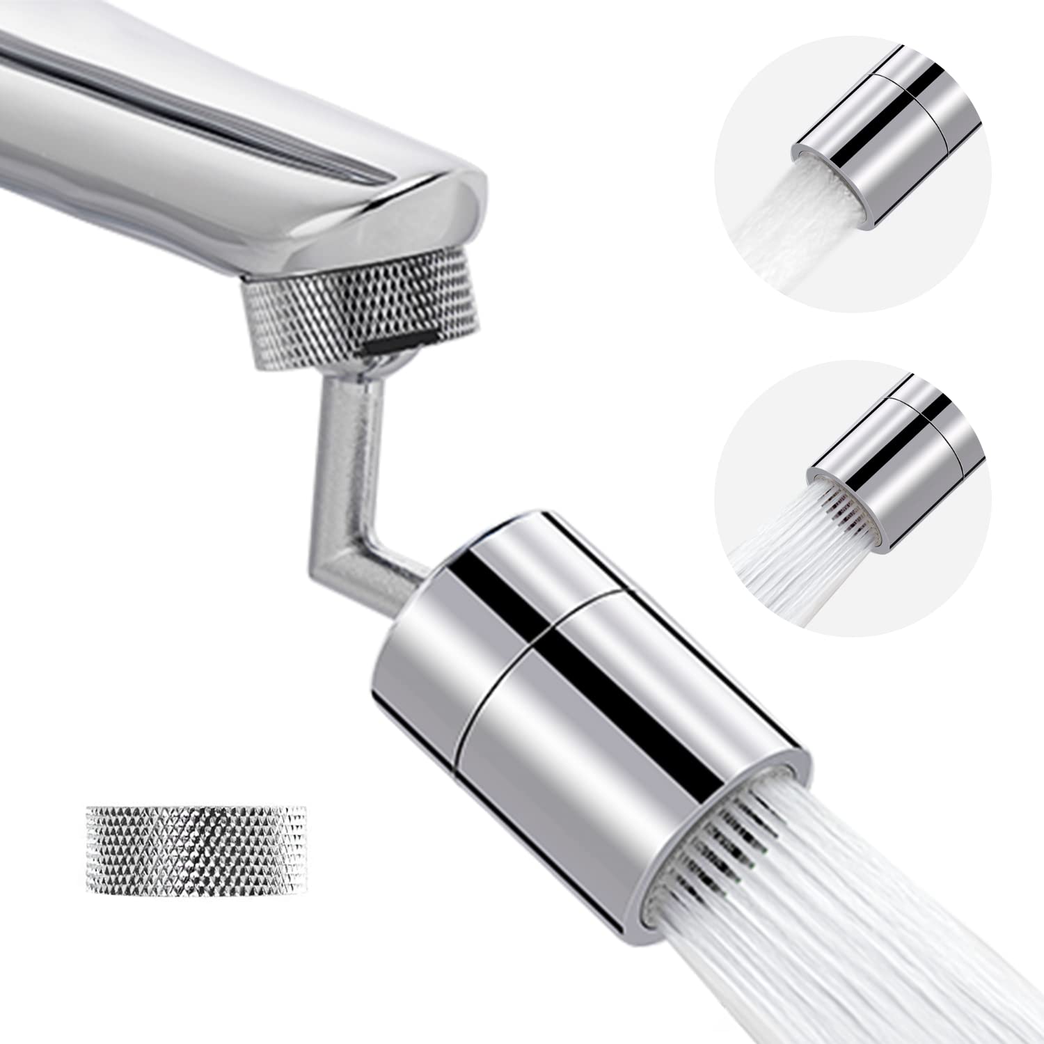 iFealClear 720° Dual-Function Faucet Aerator - 1.8 GPM Swivel Kitchen Sink Faucet Head Replacement with Female/Male Thread & 15/16