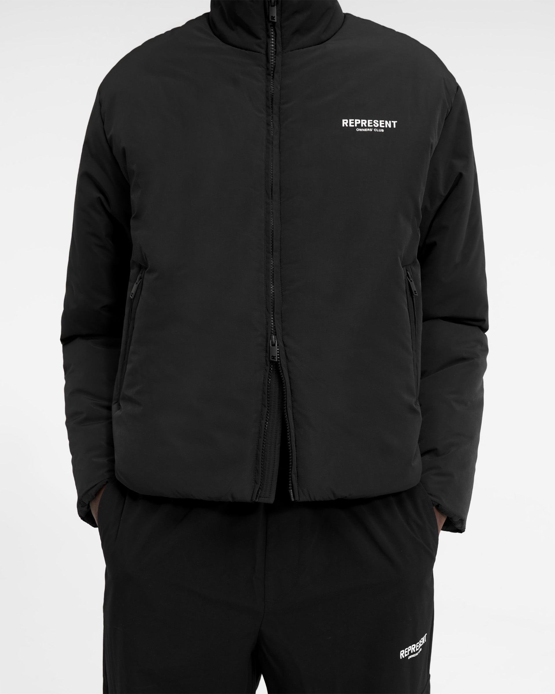 Represent Owners Club Wadded Jacket - Premium Black Puffer Coat for Men | Winter Outerwear for Urban Streetwear & Cold Weather Fashion
