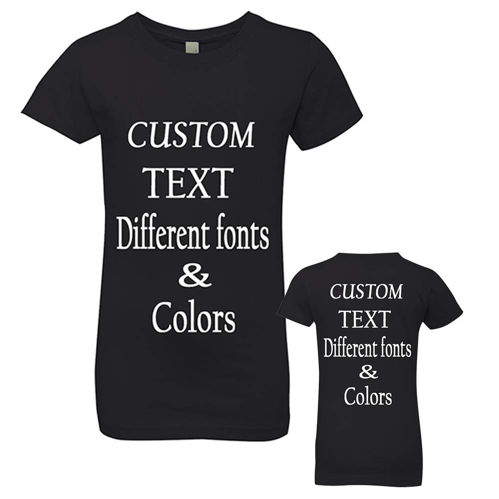 Custom Girls Princess Crew Neck T-Shirt - Personalized Text & Design Your Own - Perfect for Birthday Parties, Gifts & Everyday Wear