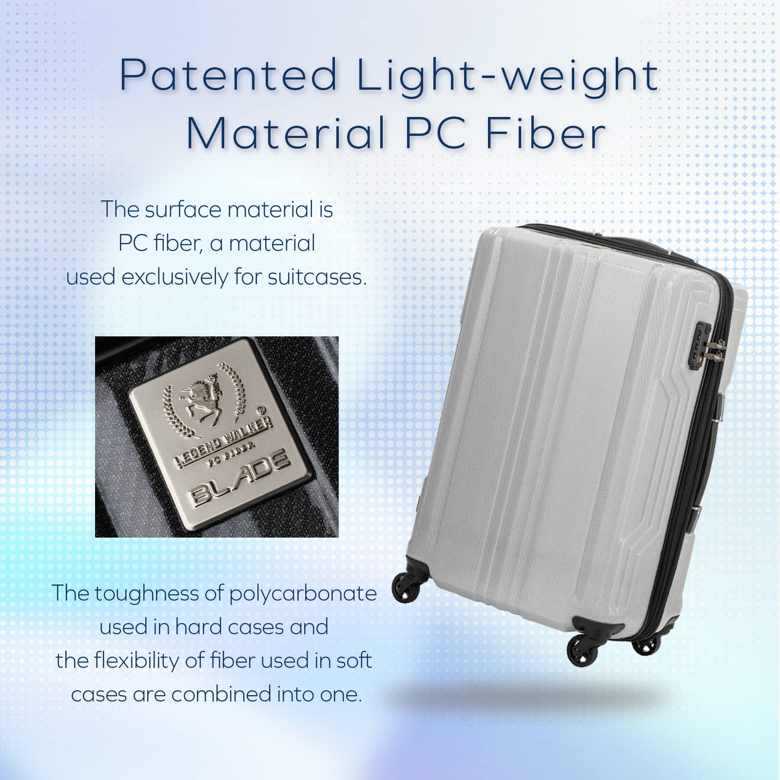 LEGEND WALKER BLADE Ultralight PC Fiber 30-inch Luggage - White Carbon (5604-70-WHCB) | Durable Carry-On Suitcase for International Travel & Business Trips