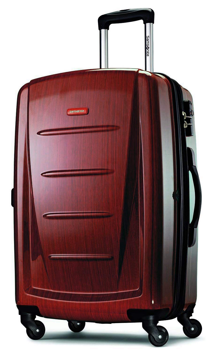 Samsonite Winfield 2 Hardside Expandable Luggage with 360° Spinner Wheels, Burgundy, 24-Inch Checked-Medium Suitcase - Perfect for Business Travel & Vacation Packing