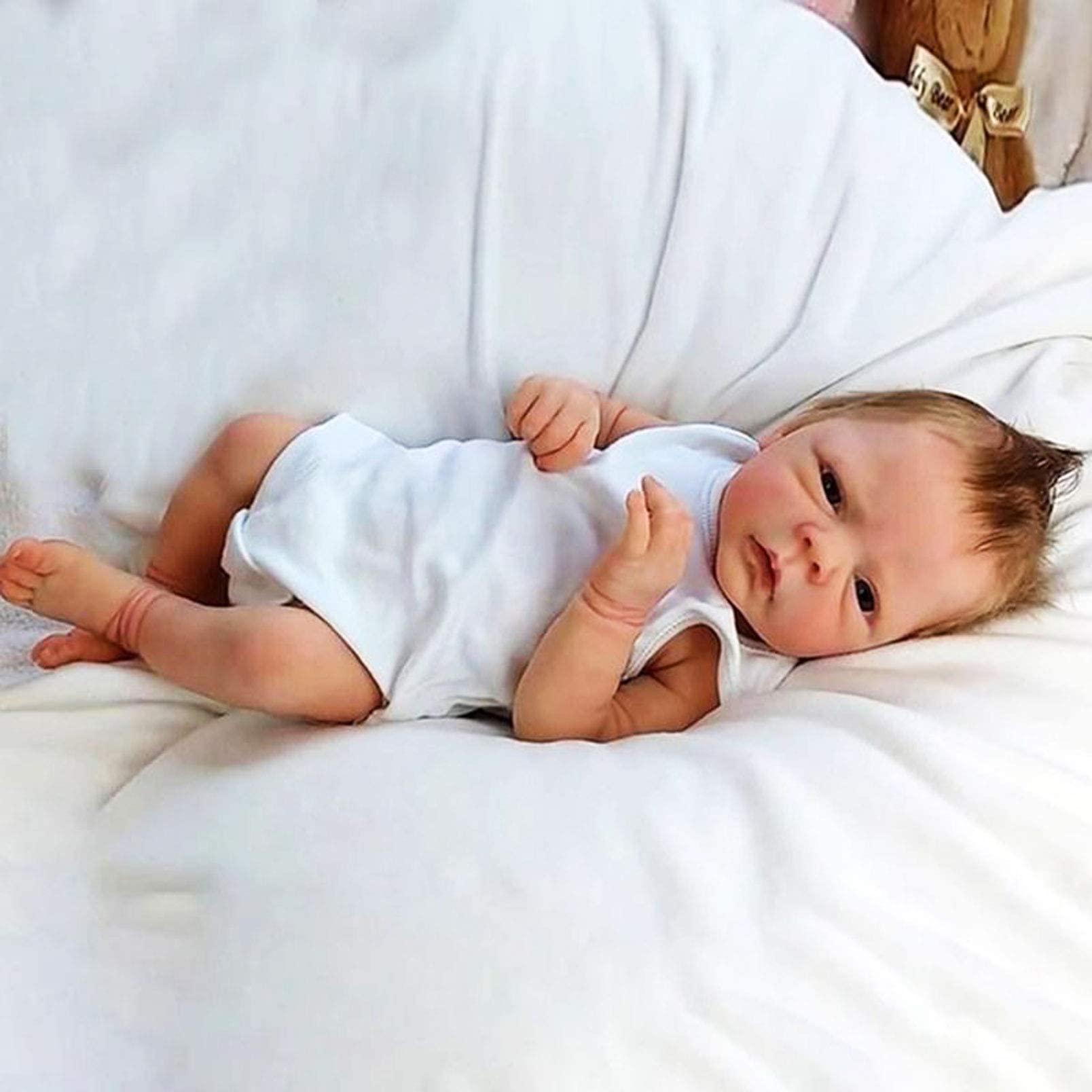 GXDHOME 18 Inch Realistic Reborn Baby Doll - Full Silicone Body, Open Eyes, Soft & Safe Bath Toy for Boys & Girls Age 3+ | Perfect Gift for Kids, Pretend Play, Nursery Decor, and Sensory Development (Color: Boy)