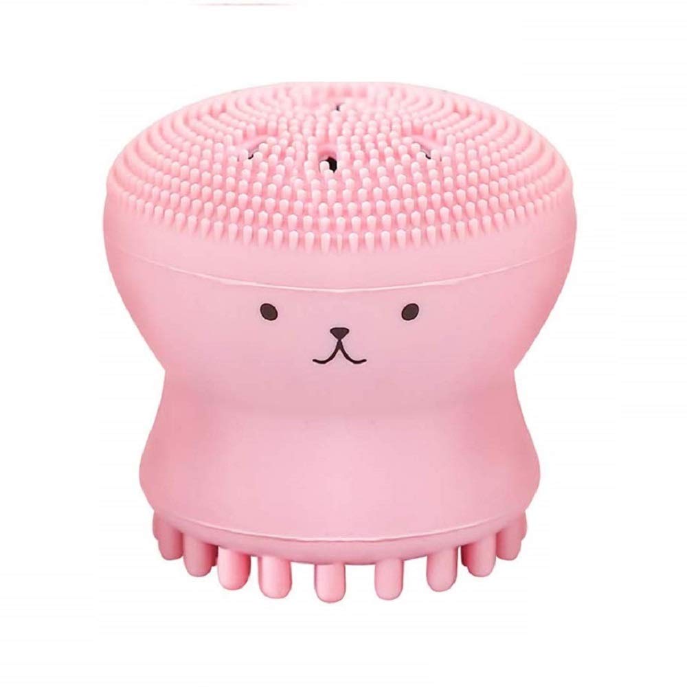 Primetan 1 Pcs Facial Cleansing Brush - Cute Octopus Design Silicone Manual Cleaning Brush for Deep Cleansing, Gentle Exfoliating & Skin Massaging - Suitable for All Skin Types (Pink) - Perfect for Daily Skincare Routine & Travel-Friendly Beauty Essential