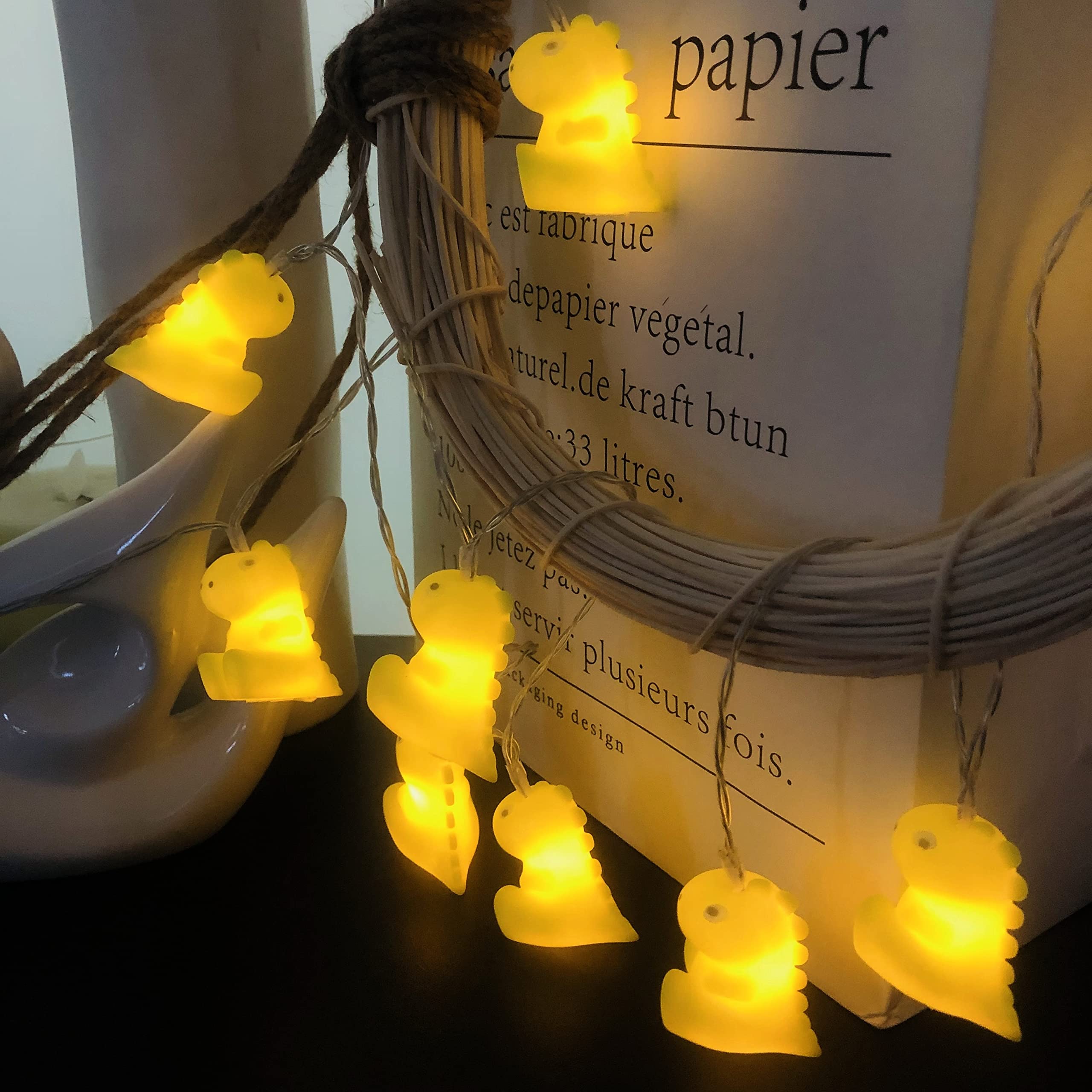 Dinosaur Night Lights for Kids - 5.4ft Battery Operated LED String Lights with 10 Warm White LEDs - Perfect for Bedroom Decor, Nursery, Birthday Parties & Holiday Decoration (1.65m Dinosaur Theme)