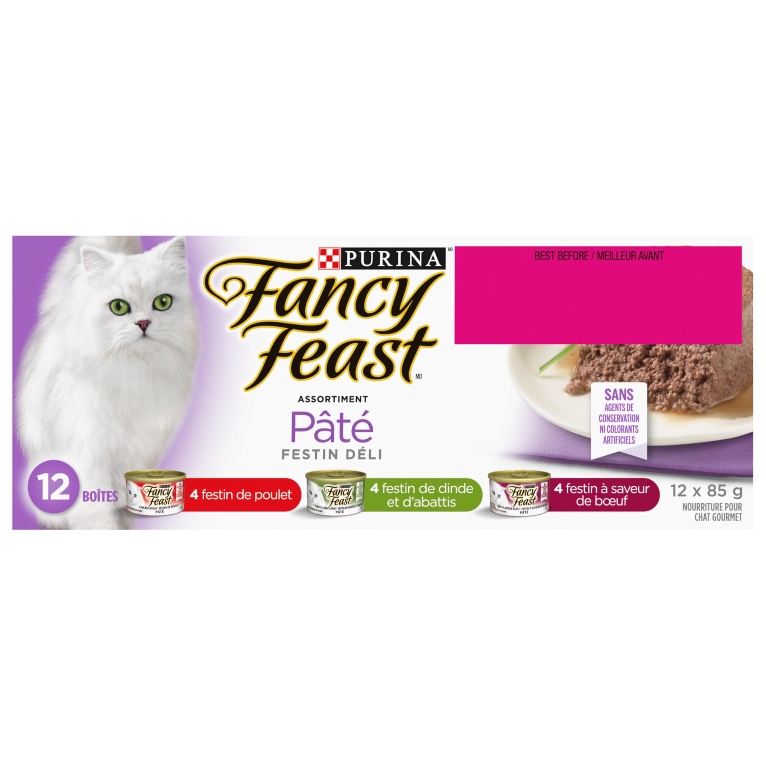Fancy Feast Deli Supper Wet Cat Food Pate Variety Pack - 3 Flavor Mix (12 x 85g Cans) | Gourmet Meals for Adult Cats | Perfect for Special Occasions & Daily Treats