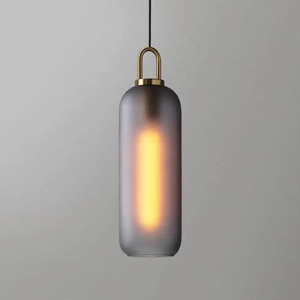 Industrial Smoke Grey Frosted Glass Pendant Light - Vintage Style Hanging Fixture for Kitchen Island, Dining Room, or Bar Lighting
