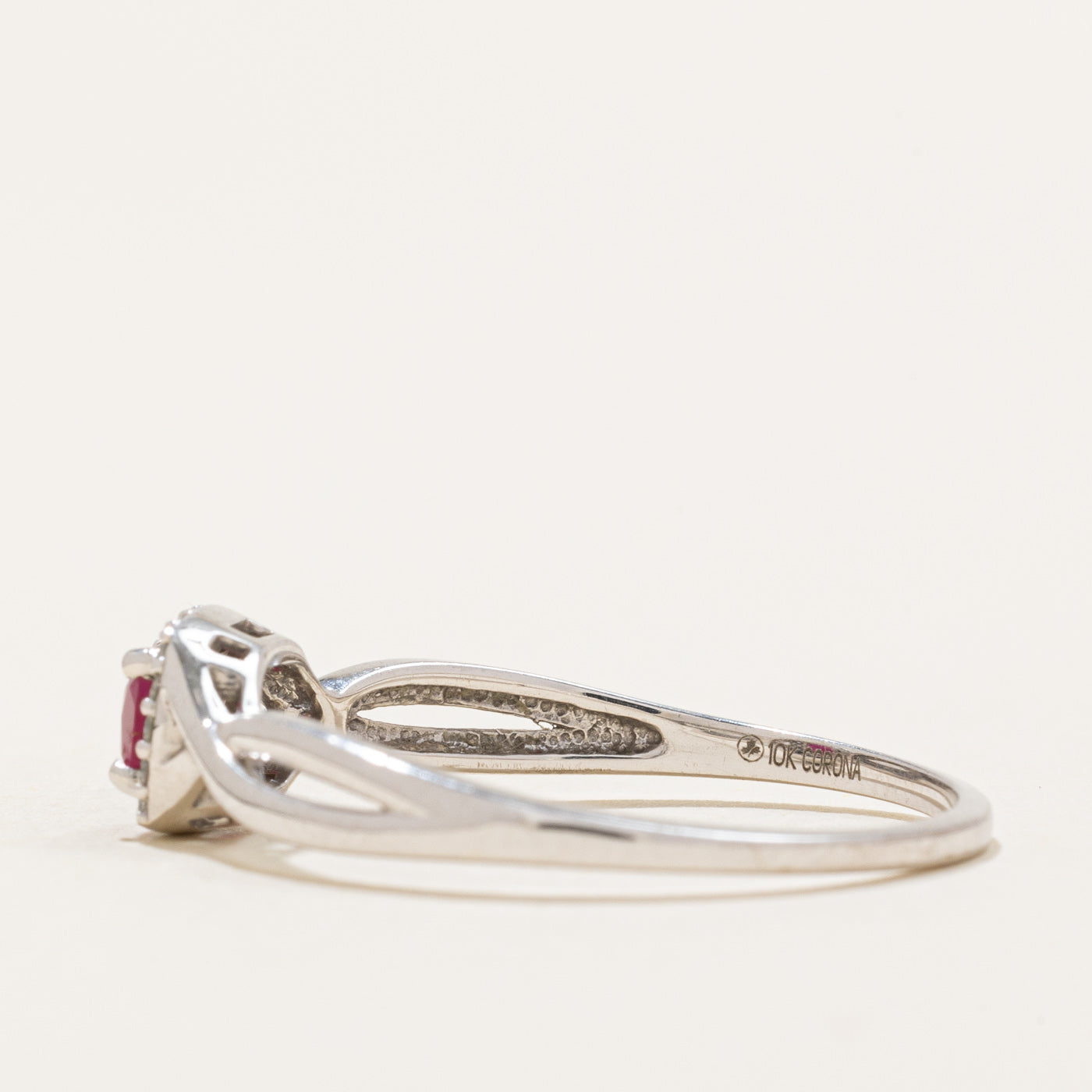 Square Cut Ruby & Diamond Halo Ring - 0.14ct Ruby & 0.10ctw Diamonds - Size 10.25 - Elegant Engagement, Anniversary & Gift Jewelry for Women