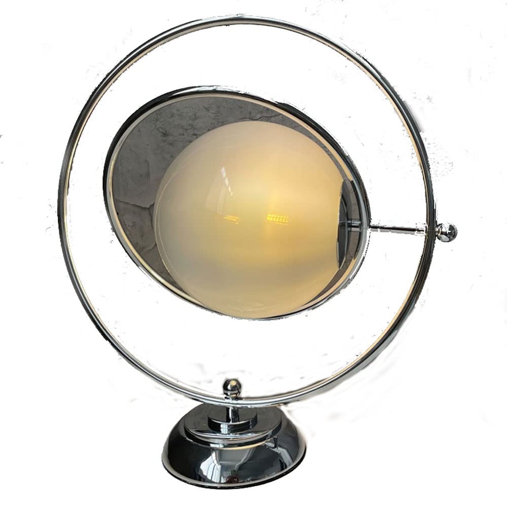 UNNS Rotating Moon Table Lamp - Vintage Bauhaus Style Bedside & Desk Light for Bedroom, Living Room, Restaurant | Adjustable Chrome Finish | Perfect for Reading, Nightstand Decor & Ambient Lighting (Lampshade Color as Shown)