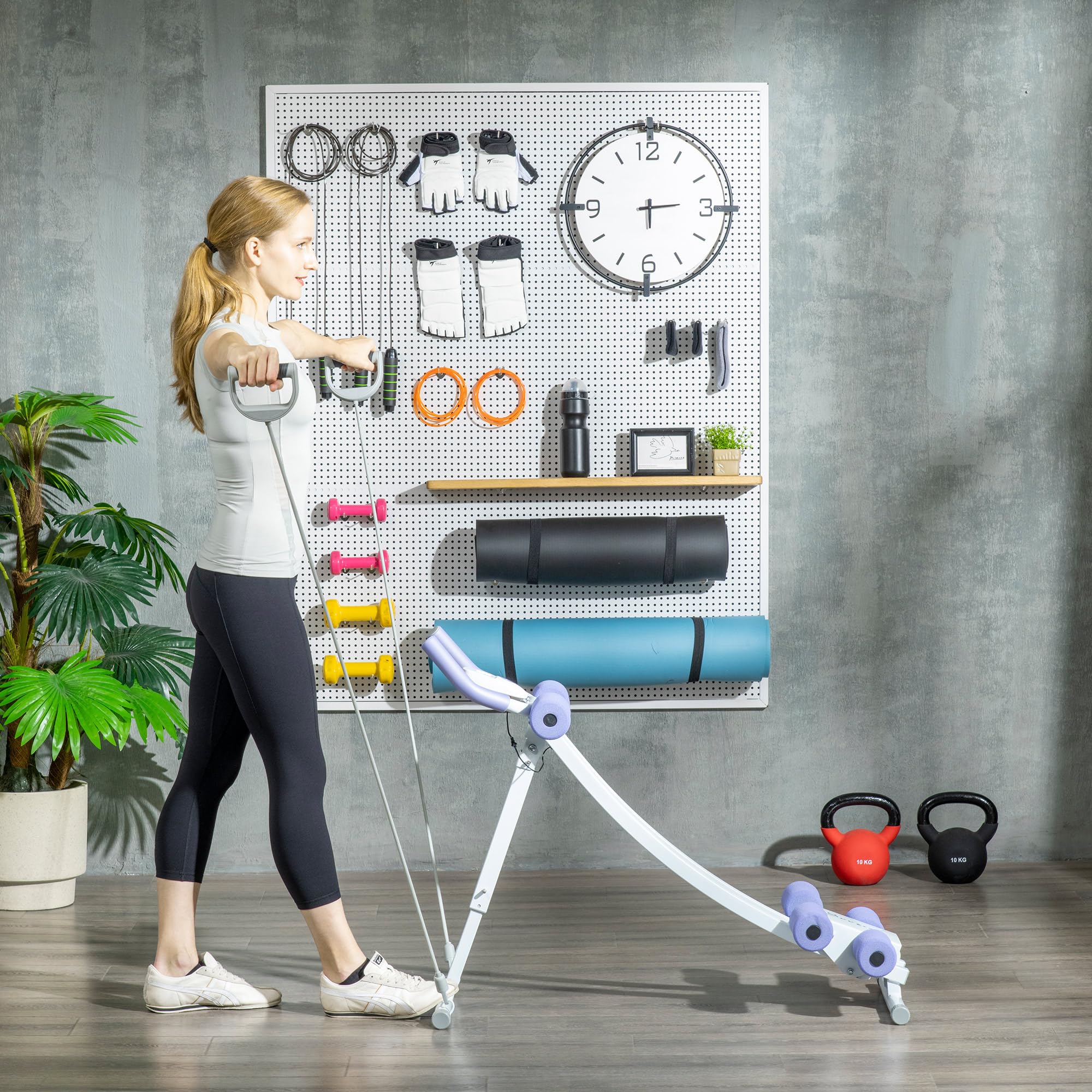 Soozier Foldable Ab Machine with Resistance Bands - Adjustable Ab Trainer for Core, Abs & Stomach Workouts - Perfect for Home Gym, Office & Fitness Enthusiasts