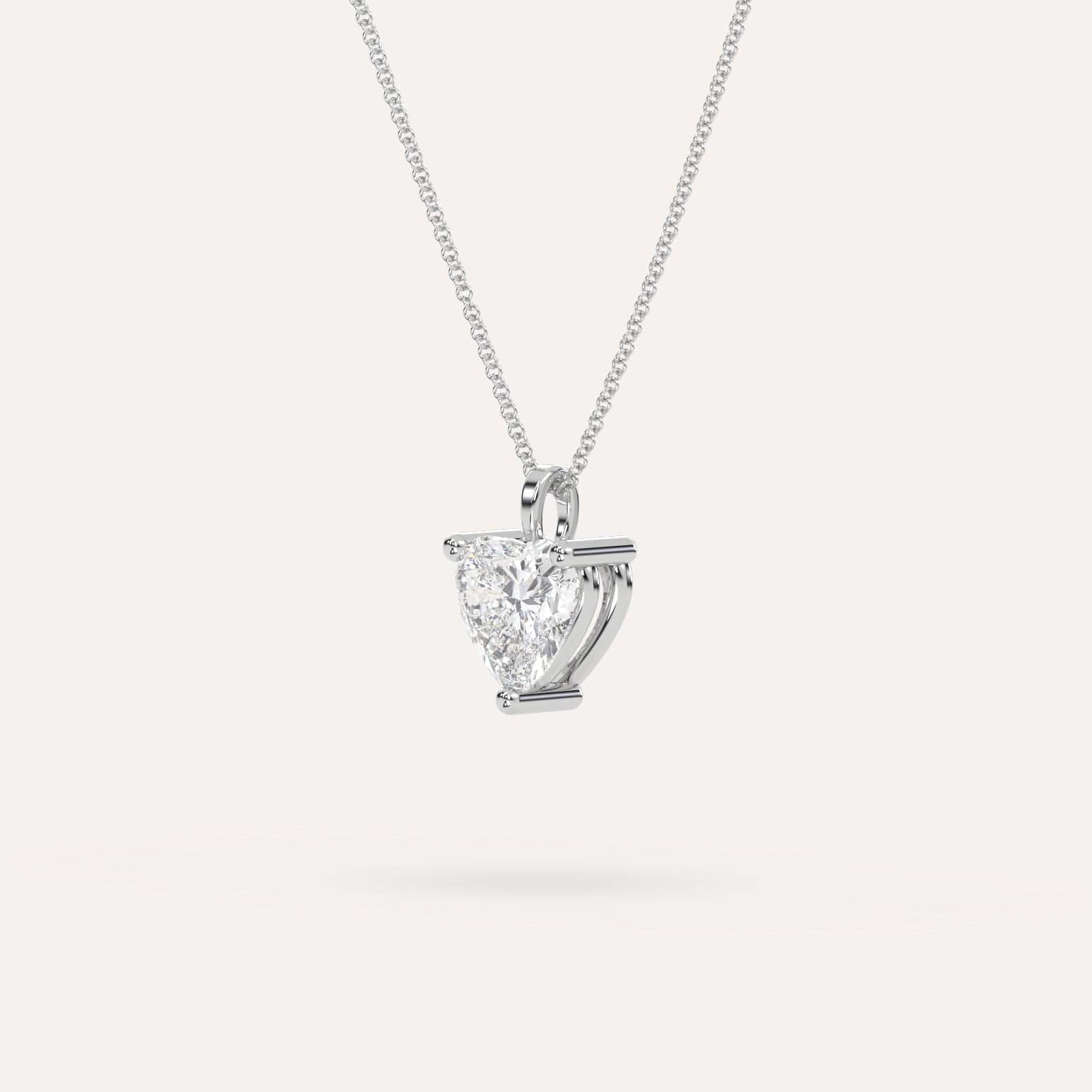 3 Carat Heart-Shaped Diamond Pendant Necklace for Women - 14K White Gold Valentine's Day Gift, Anniversary Jewelry for Her - Perfect for Romantic Occasions & Special Celebrations