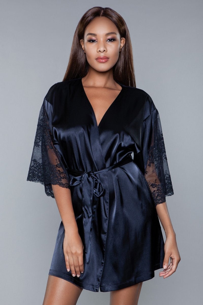 BeWicked Women's Grace Robe 1965 - Elegant Lace Kimono Robe for Women, Vintage Inspired Lingerie Cover Up - Perfect for Bridal Shower, Honeymoon & Boudoir Photography