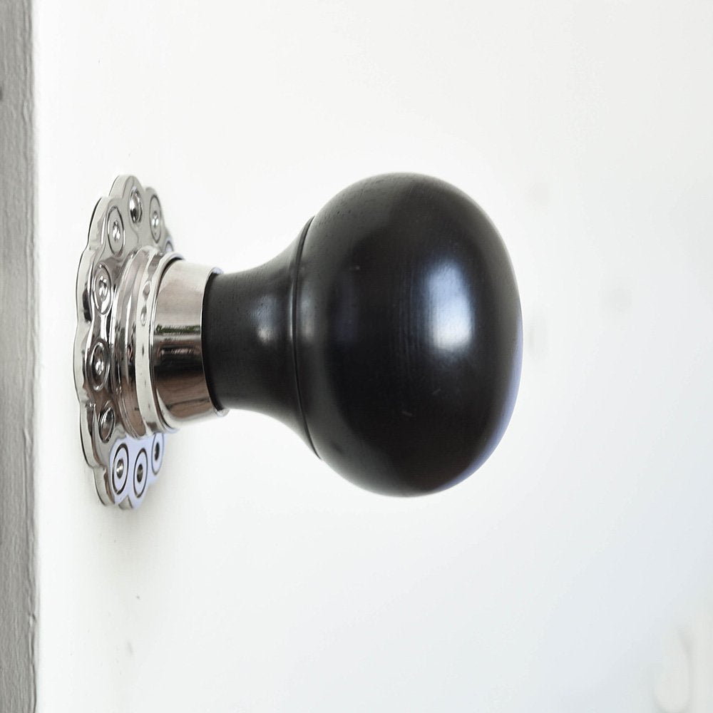 Premium Solid Ebony Wood & Nickel Plated Door Knobs - Classic Cabinet Pulls for Bedroom, Bathroom & Kitchen Cabinets - Elegant Home Decor Upgrade