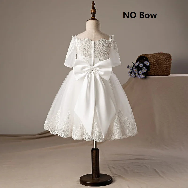 Elegant Princess Tulle Girls Dress with Lace Appliques - Perfect for Weddings, Bridesmaids & Special Occasions | Formal Party Gown for Flower Girls & Junior Bridesmaids