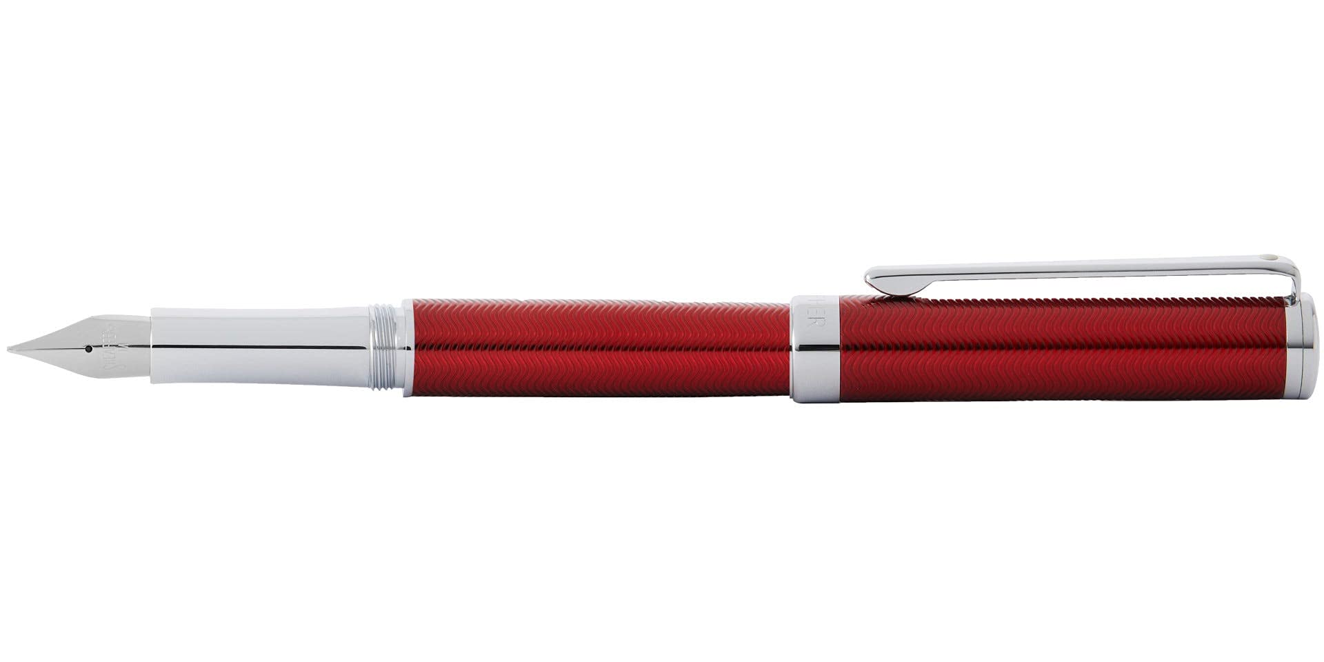 Sheaffer Intensity Engraved Red Lacquer Fountain Pen with Chrome Trim & Medium Nib - Premium Gift Set Includes Red Bottle Ink | Perfect for Business Signatures, Luxury Writing & Collector's Gifts
