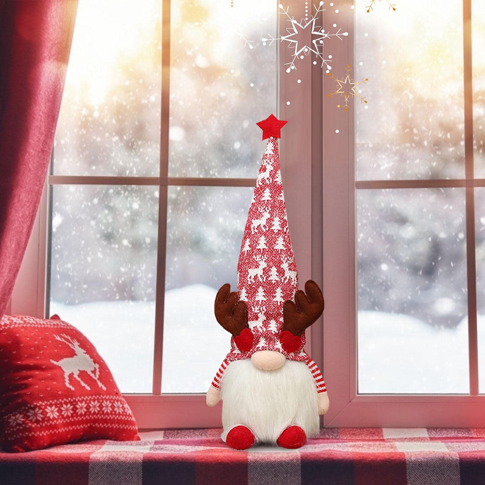 Naysku Swedish Lights - Handmade Faceless Doll Figurines & Tomte Plush Santa Ornaments for Christmas Tree Decor - Perfect Holiday Home Decor, Scandinavian Gift & Cozy Winter Decoration
