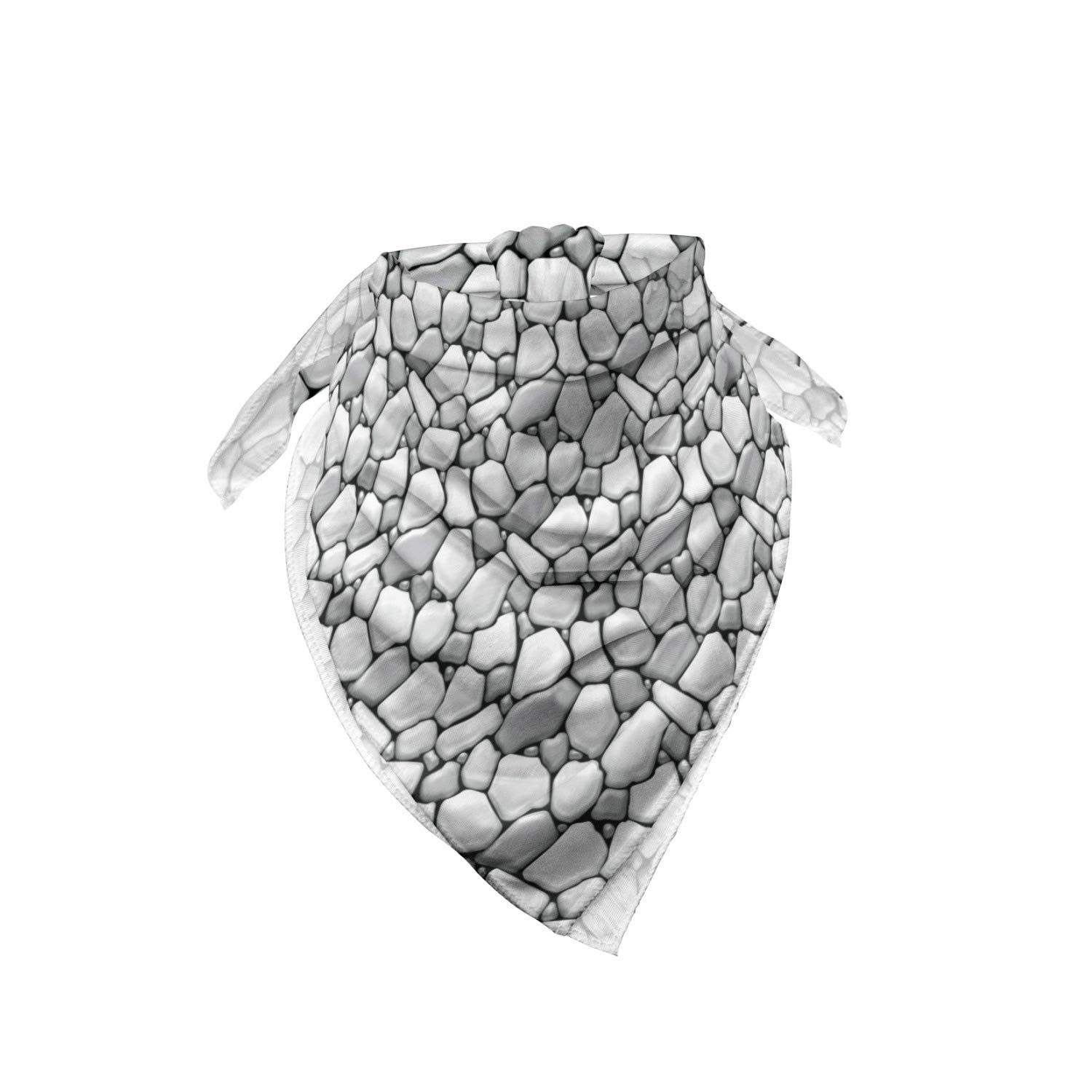 Lunarable Unisex Bandana - Grey & Black Rubble Stone Effect Design - Pale Grey & Black - Perfect for Outdoor Activities, Hiking, and Fashion Accessories