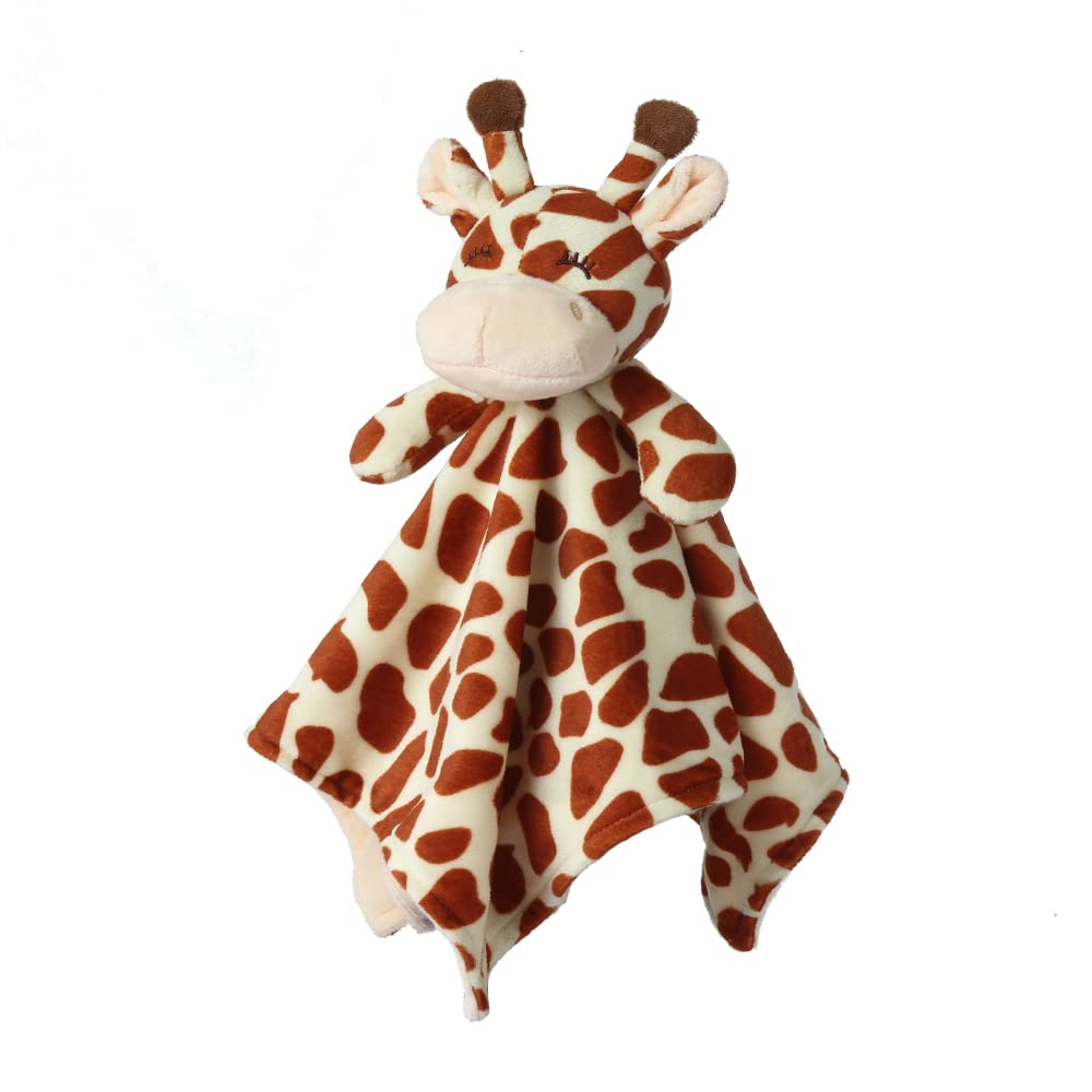 CREVENT Soft Plush Animal Face Security Blankets for Babies & Toddlers - Cute Brown Giraffe Comfort Blanket for Boys & Girls | Perfect Baby Shower Gift & Newborn Essentials for Sleep, Travel & Nursery Decor