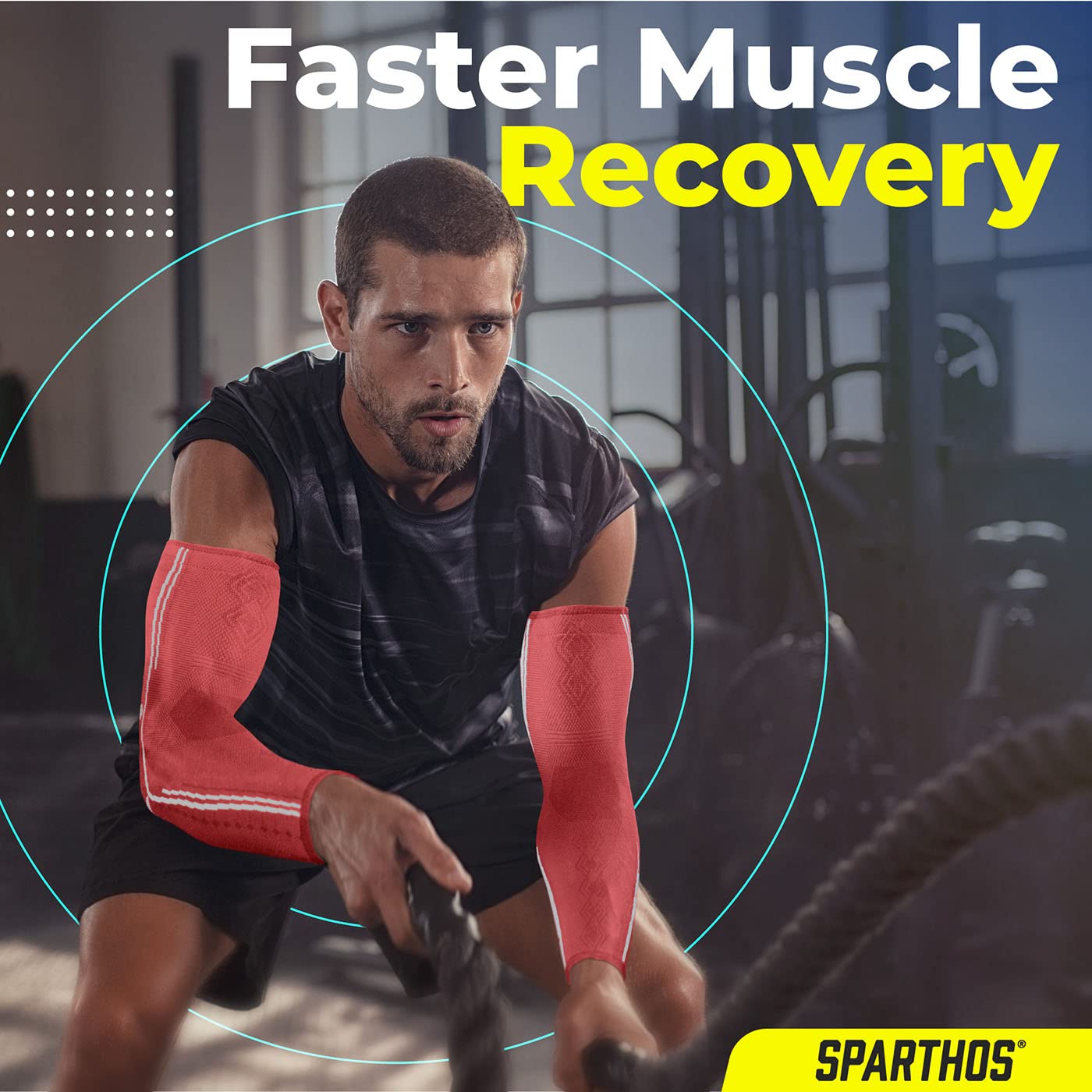 Sparthos Arm Compression Sleeves for Men & Women - Recovery Support Sleeves for Workout, Running & Sports - Breathable Elastic Arm Sleeves for Muscle Pain Relief & Improved Circulation - Perfect for Gym, Basketball & Outdoor Activities
