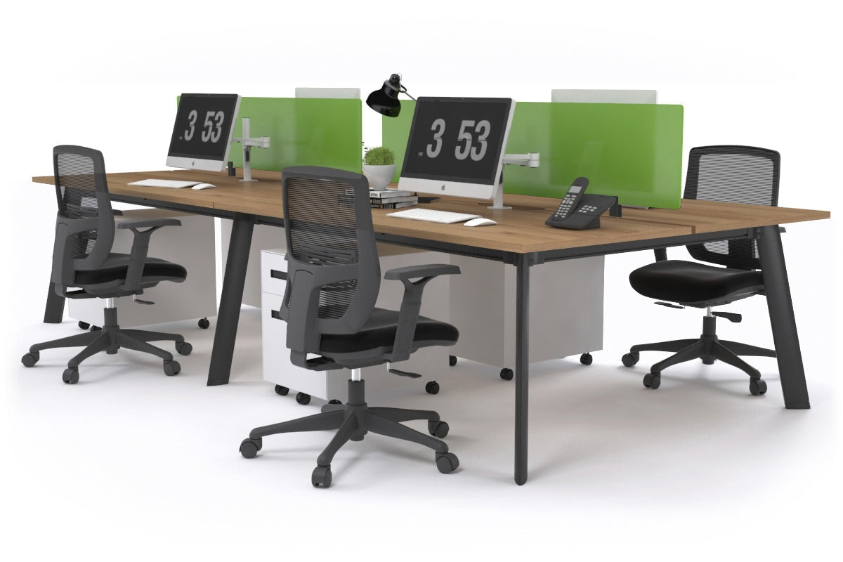 4-Person Black Frame Workstation with Cable Management - 1600L x 800W Office Desk for Team Collaboration | Perfect for Open Offices, Coworking Spaces & Home Offices