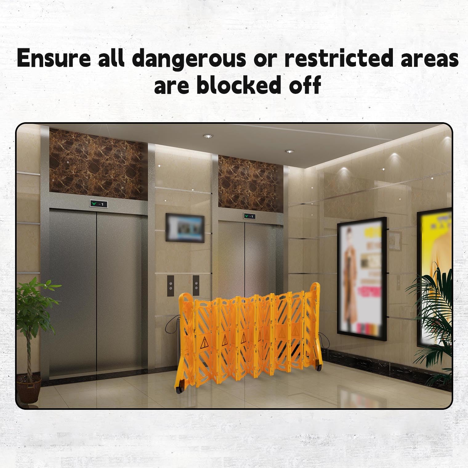 13-Foot Extendable Commercial Safety Barriers with Locking Straps - Folding Portable Plastic Barricade for Construction, Traffic Control & Driveway Gates | Ideal for Crowd Management, Event Safety & Parking Lot Security