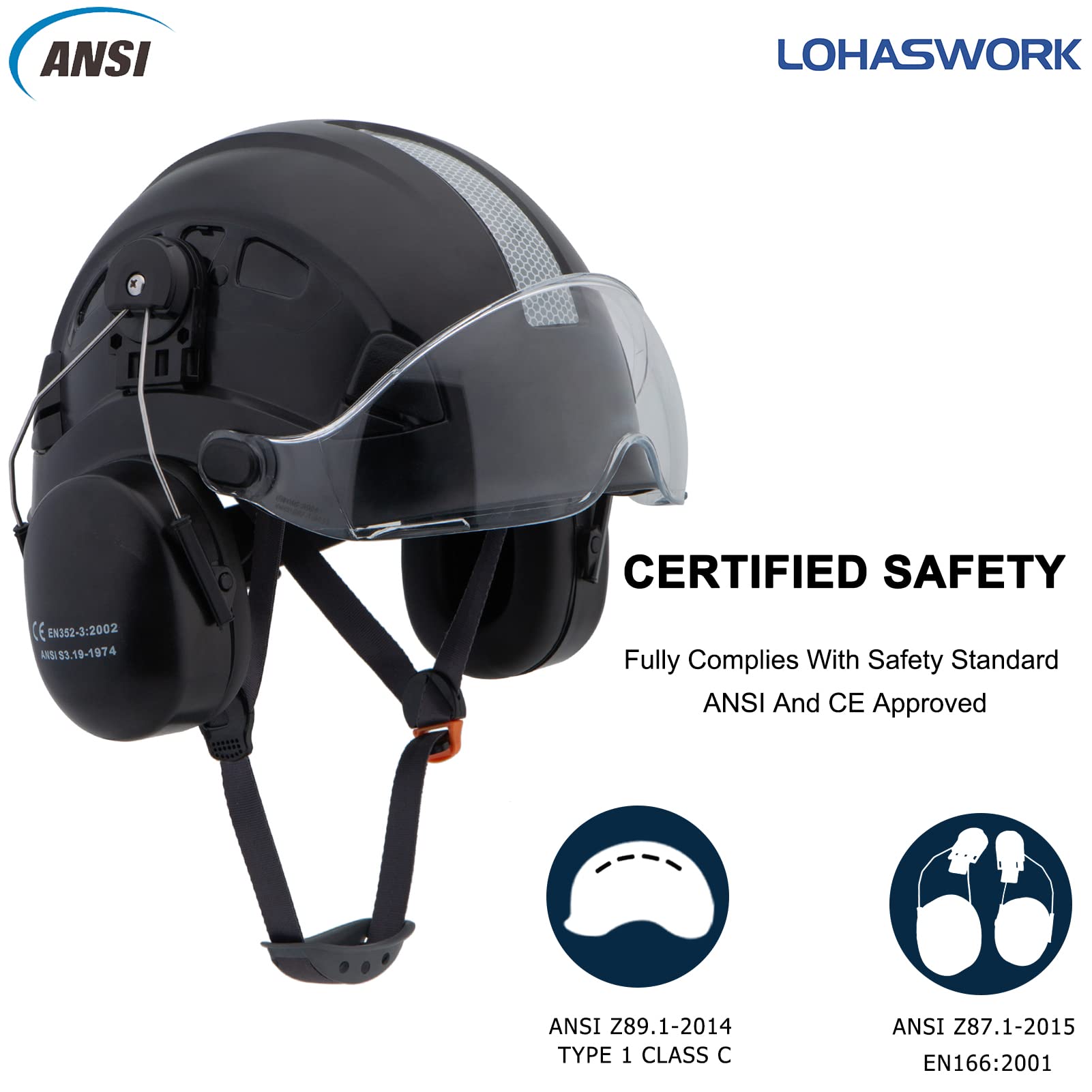 ANSI Z87.1 Certified Safety Hard Hat with Visor & Ear Protection - Professional Arborist Chainsaw Helmet for Forestry Work & Tree Climbing - Ideal for Logging, Construction & Outdoor Safety Gear