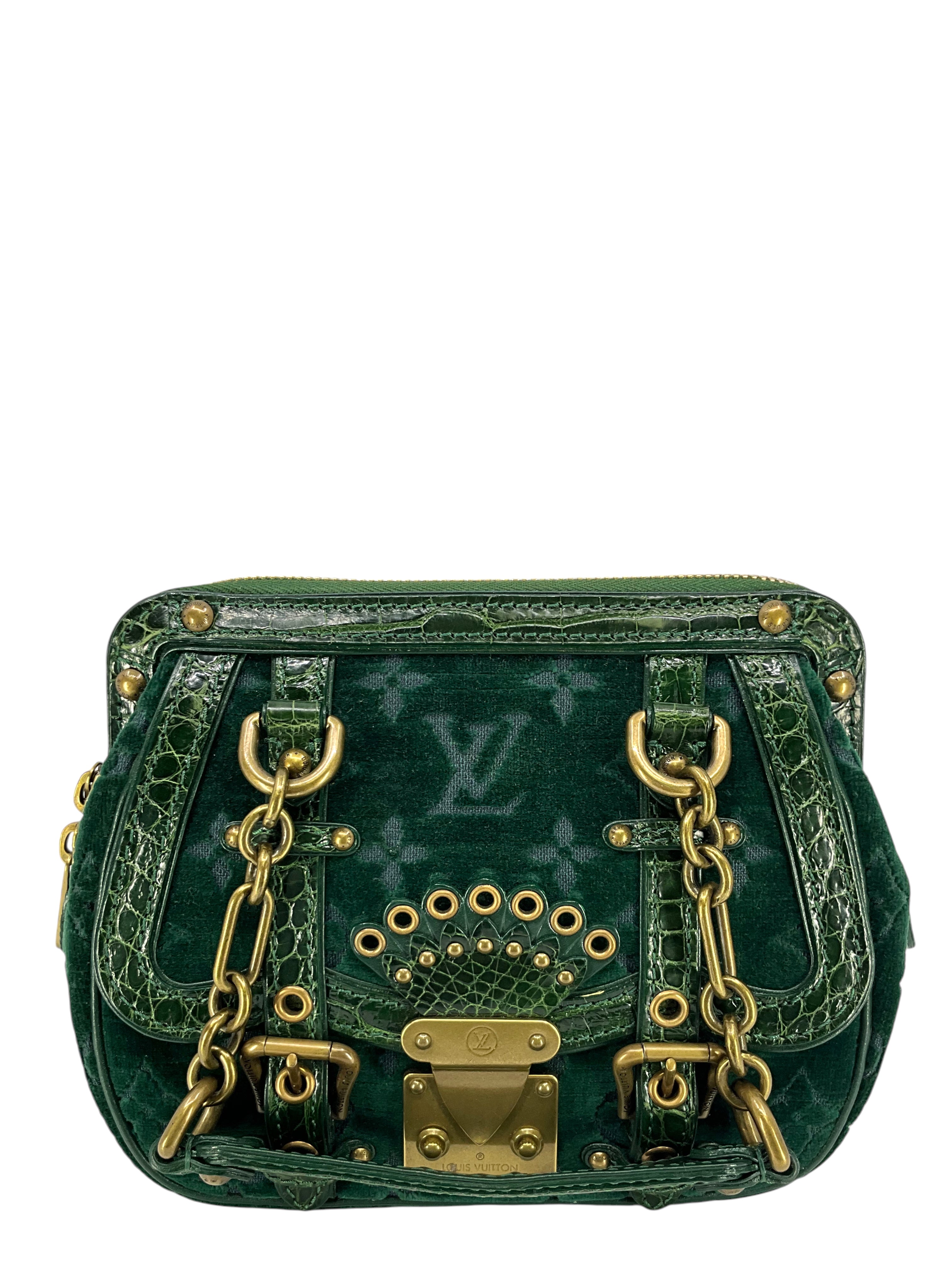 Authentic Louis Vuitton Limited Edition Monogram Velours Alligator Gracie PM Handbag - Luxury Designer Shoulder Bag for Women, Perfect for Evening Parties & Special Occasions