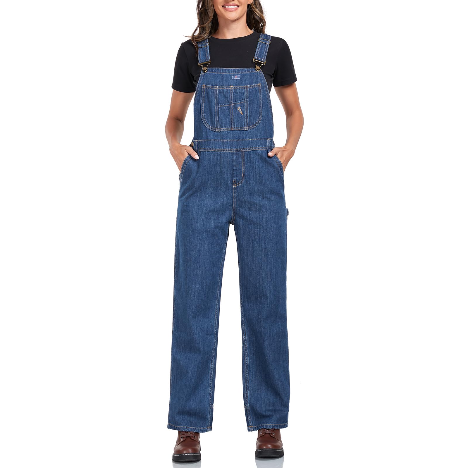 HISEA Women's Bib Overalls - Relaxed Fit Denim Overalls with Adjustable Straps & Tool Pockets for Workwear, Gardening, DIY Projects & Casual Outfits