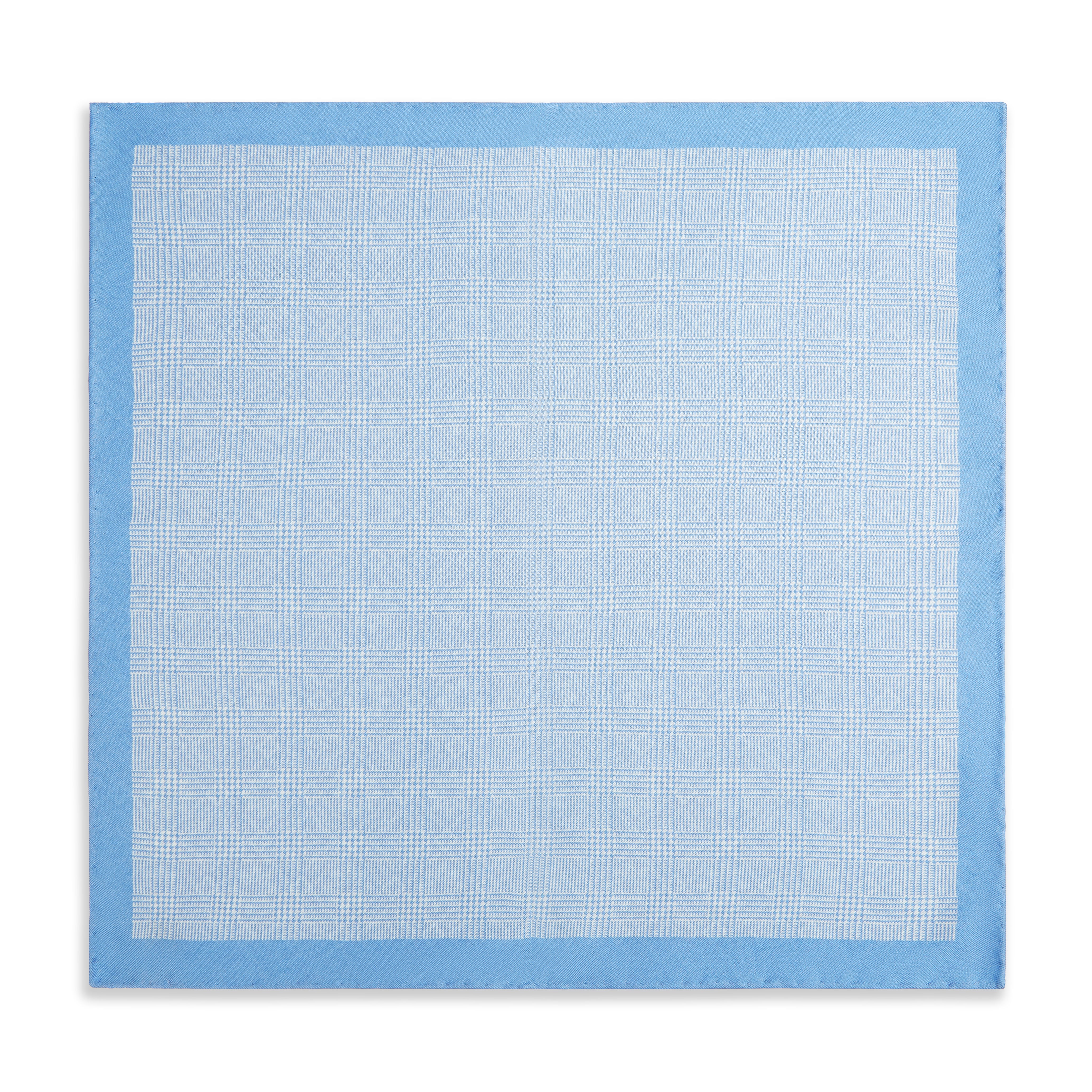 Blue Prince of Wales Geometric Double Faced Silk Pocket Square - Luxury Men's Fashion Accessory for Weddings, Business & Formal Events