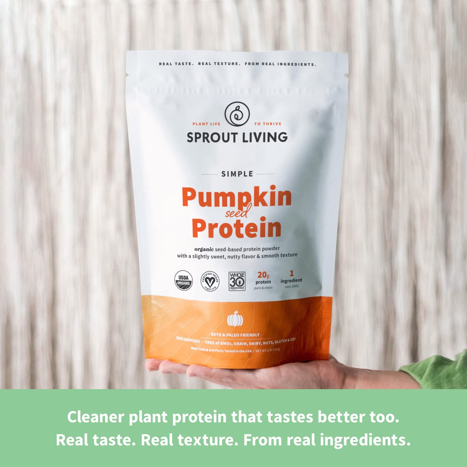 Sprout Living Organic Pumpkin Seed Protein Powder - 20g Plant-Based, Dairy-Free, Non-GMO, Vegan, Gluten-Free, Keto-Friendly Protein Supplement (5lb) - Perfect for Smoothies, Baking & Post-Workout Recovery