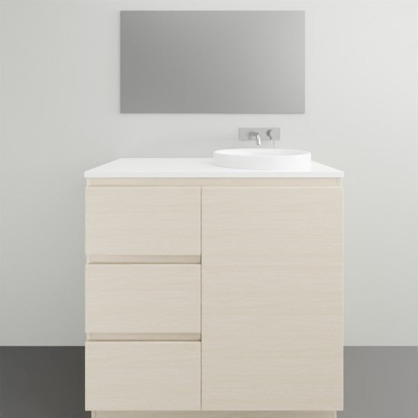 ADP Glacier Lite Ensuite Vanity Set with Solid Surface Top - 3-Piece Door and Drawer Bathroom Vanity for Modern Homes | Perfect for Small Bathrooms, Guest Suites & Apartment Remodels