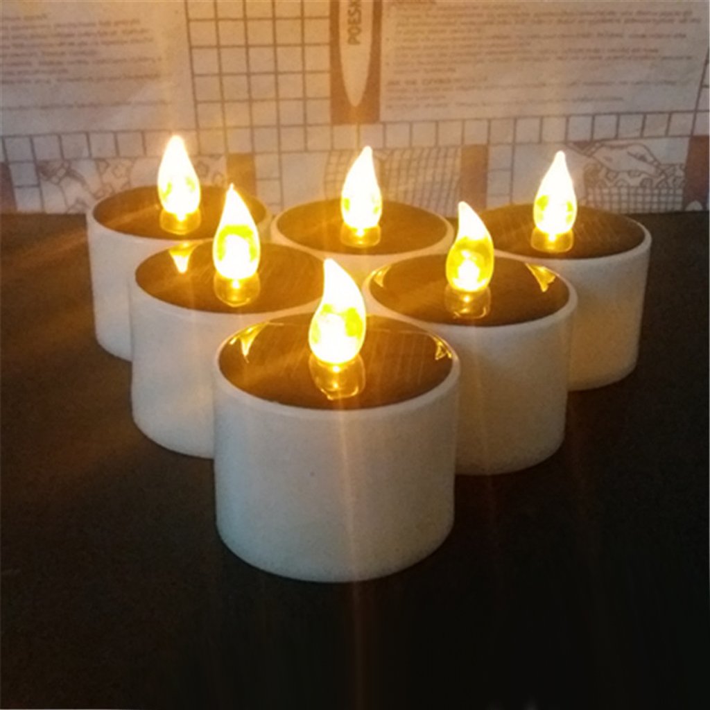CHENGBEI Solar Powered LED Candle Lights - Yellow Flickering Flameless Tea Lights for Wedding, Festival, Romantic Home Decor - Perfect for Outdoor Patio, Garden, and Table Centerpieces