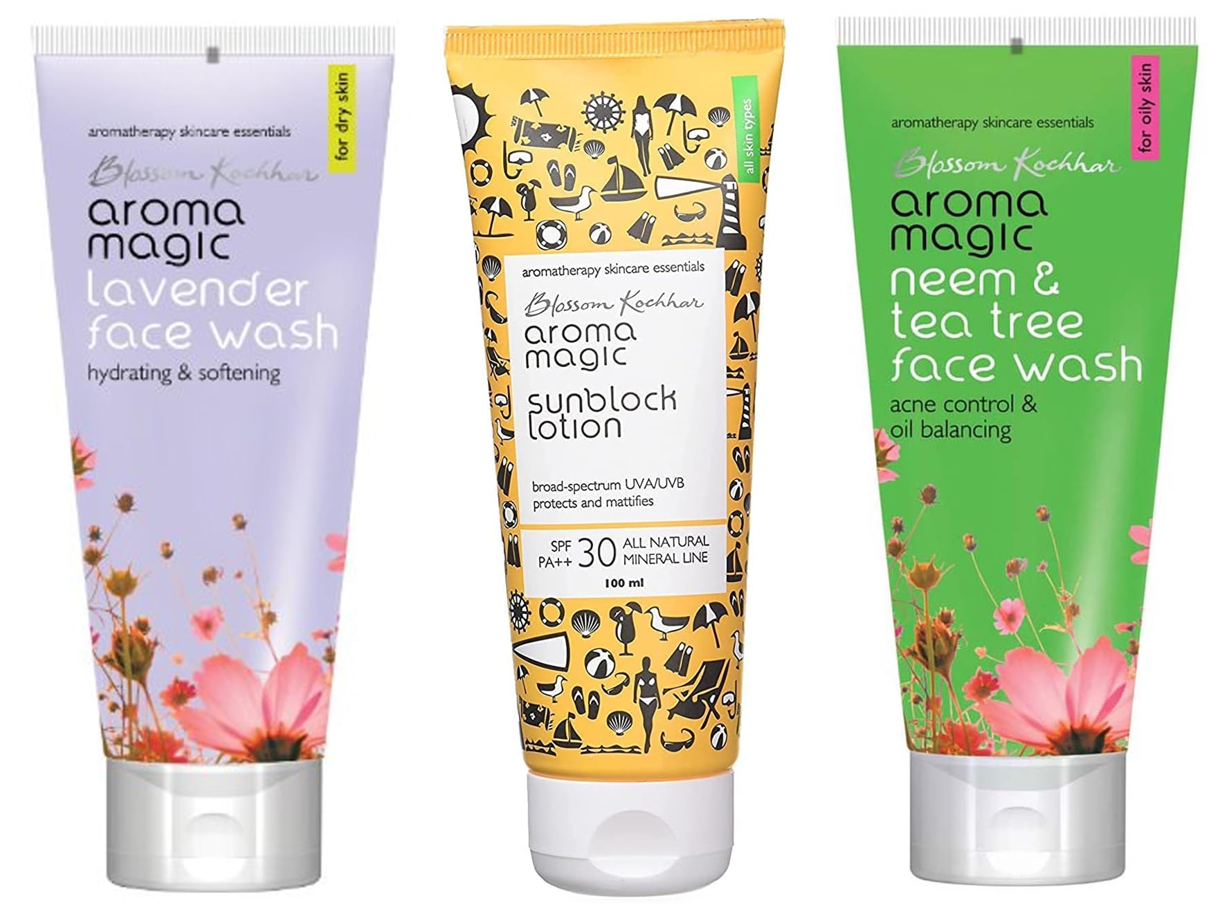 **Aroma Magic Neem & Lavender Face Wash 100ml with SPF 30 Sunscreen Lotion – Natural Skincare for Acne & Sun Protection – Perfect for Daily Cleansing & Outdoor Activities**