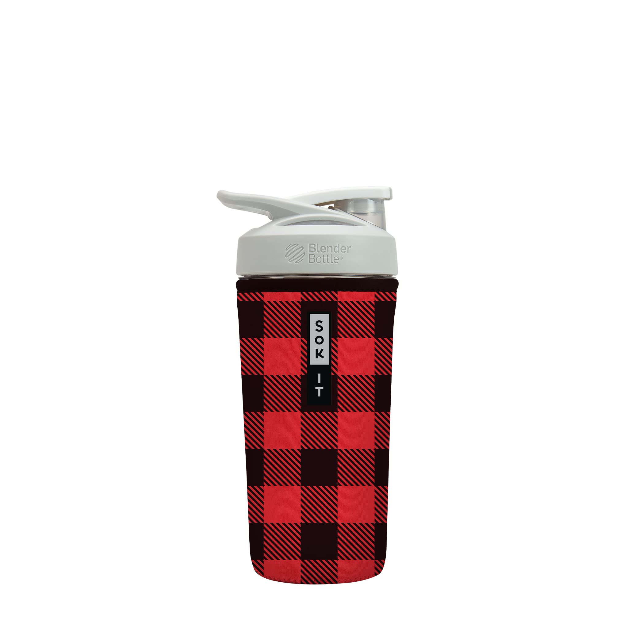 Insulated Neoprene Protein Shaker Bottle Cover - Fits 28oz Blender Bottles, Leak-Proof & Sweat-Free Design (Buffalo Check Pattern) - Perfect for Gym, Workouts & Outdoor Activities