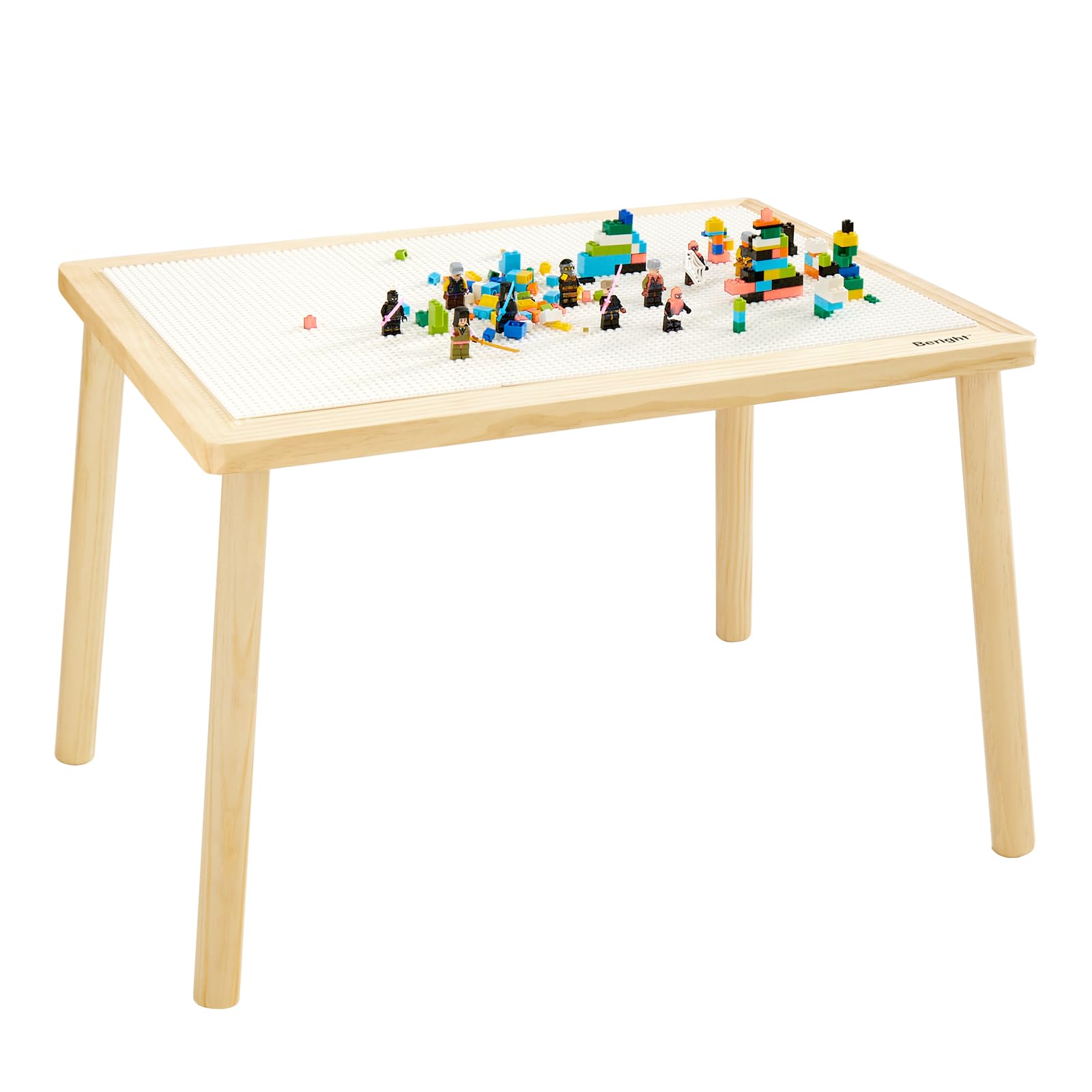 Beright Kids Activity Table with 3 Baseplates - White Building Block Play Table with Double-Sided Tabletop | Indoor Sensory & Creative Play Table for Toddlers | Perfect for LEGO, Duplo & Educational Activities