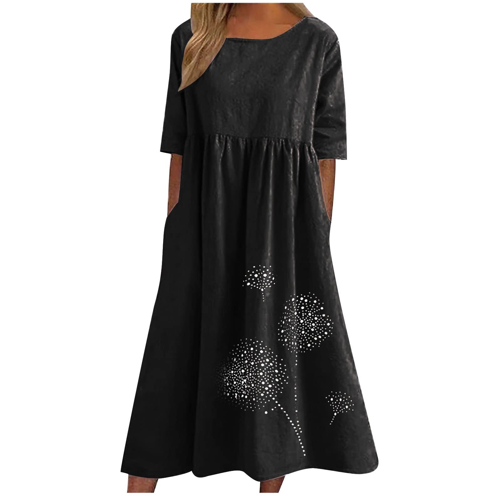 Women's Plus Size Boho Floral Print T-Shirt Dress - Casual Loose Flowy Midi Dress with Pockets for Summer 2025 | Perfect for Beach Outings, Music Festivals & Everyday Comfort