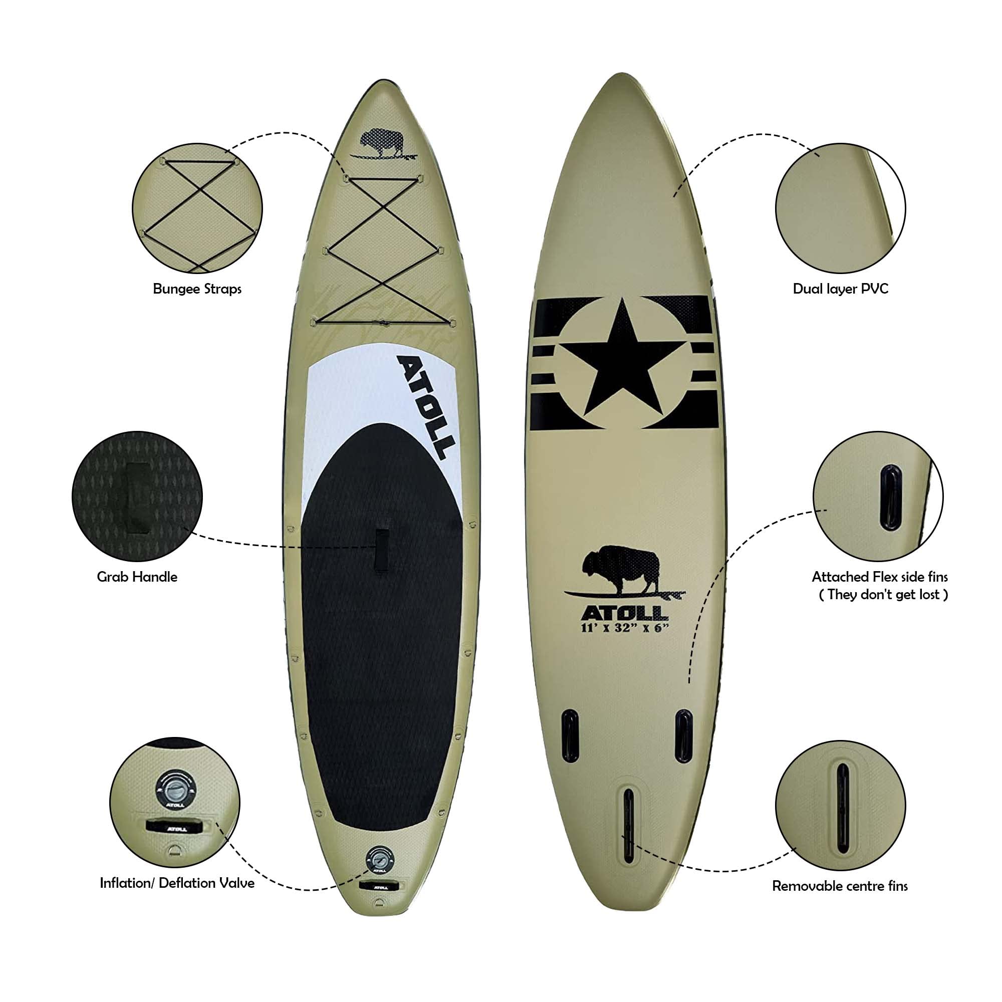 Inflatable Stand Up Paddle Board (11ft/9ft) with Pump, Paddle & Backpack for Water Sports
