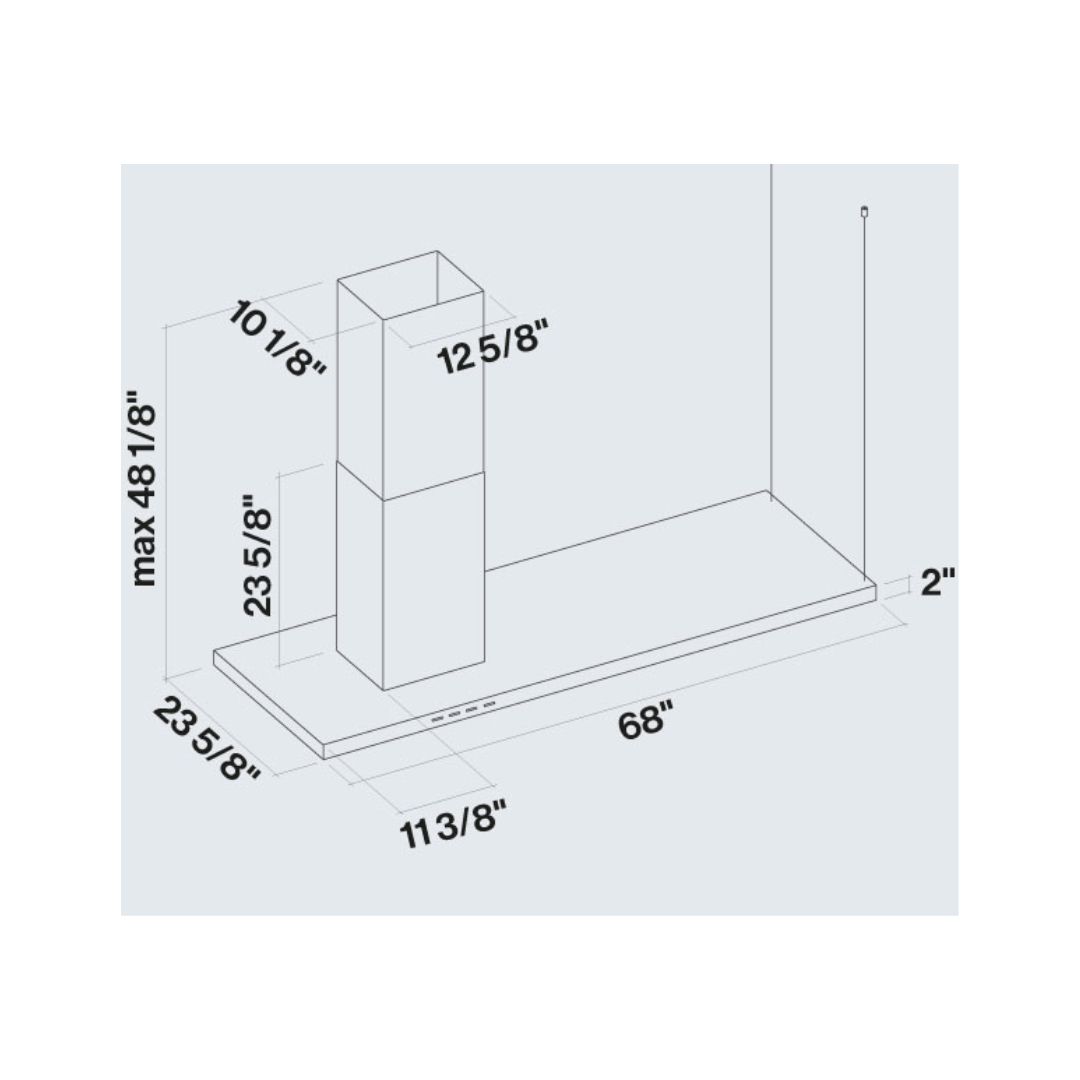 Falmec Lumen Isola 70 Inch Stainless Steel Island Mount Range Hood - Professional Kitchen Ventilation for Modern Homes (FDLUM70I5SS) | Perfect for Open Concept Kitchens and Cooking Areas