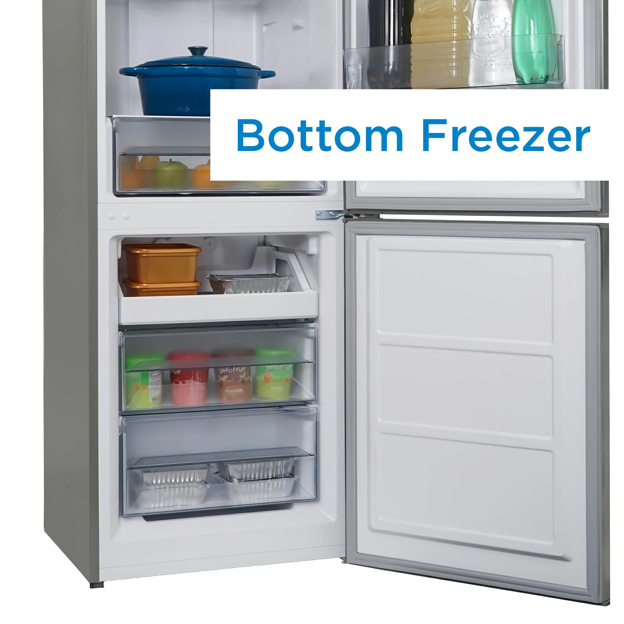 Danby DBMF100B1SLDB 10.3 cu ft Compact Refrigerator - Stainless Steel Bottom Freezer for Apartments, Dorms & Small Spaces