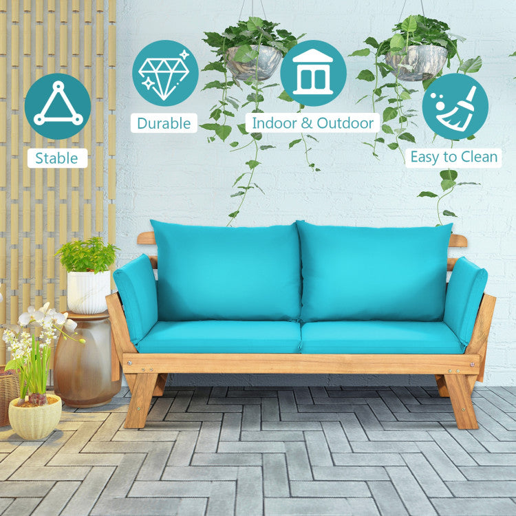 Costway Adjustable Convertible Patio Sofa Daybed with Thick Cushions - Indoor Outdoor Furniture for Garden, Balcony & Backyard Relaxation
