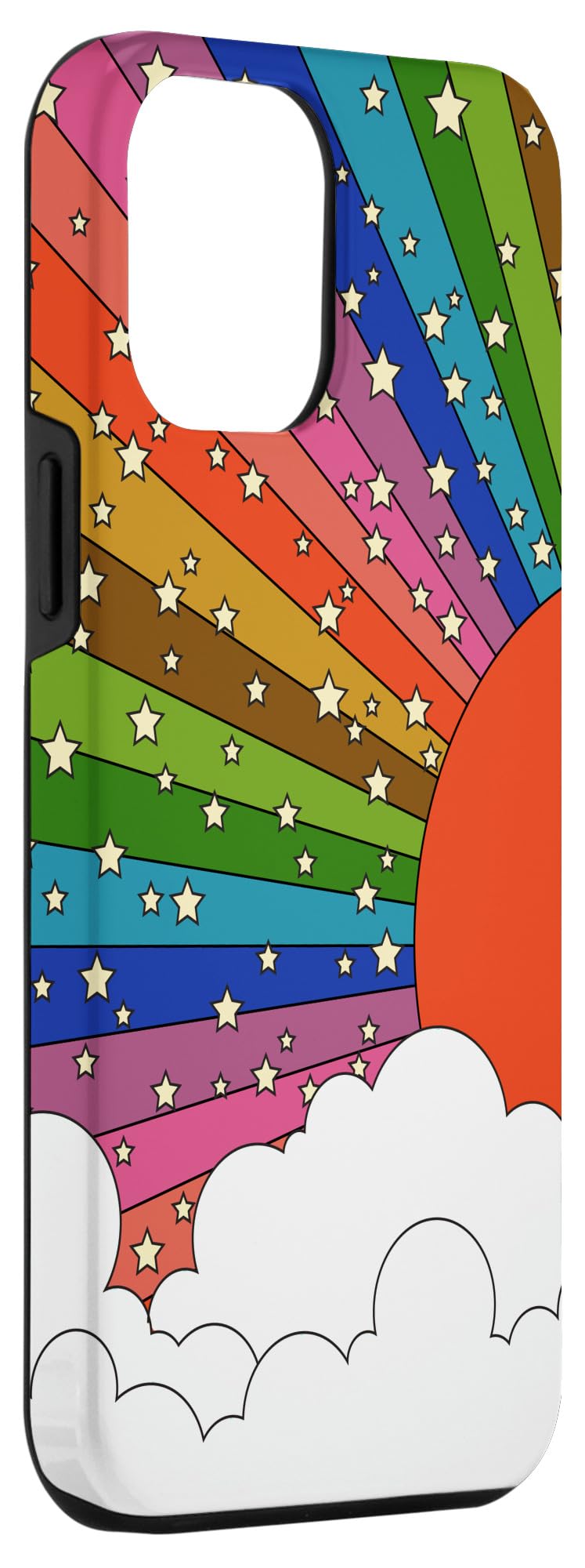 iPhone 12 Pro Max 彩虹阳光 70年代迷幻复古星空手机壳 适用于日常保护与个性展示