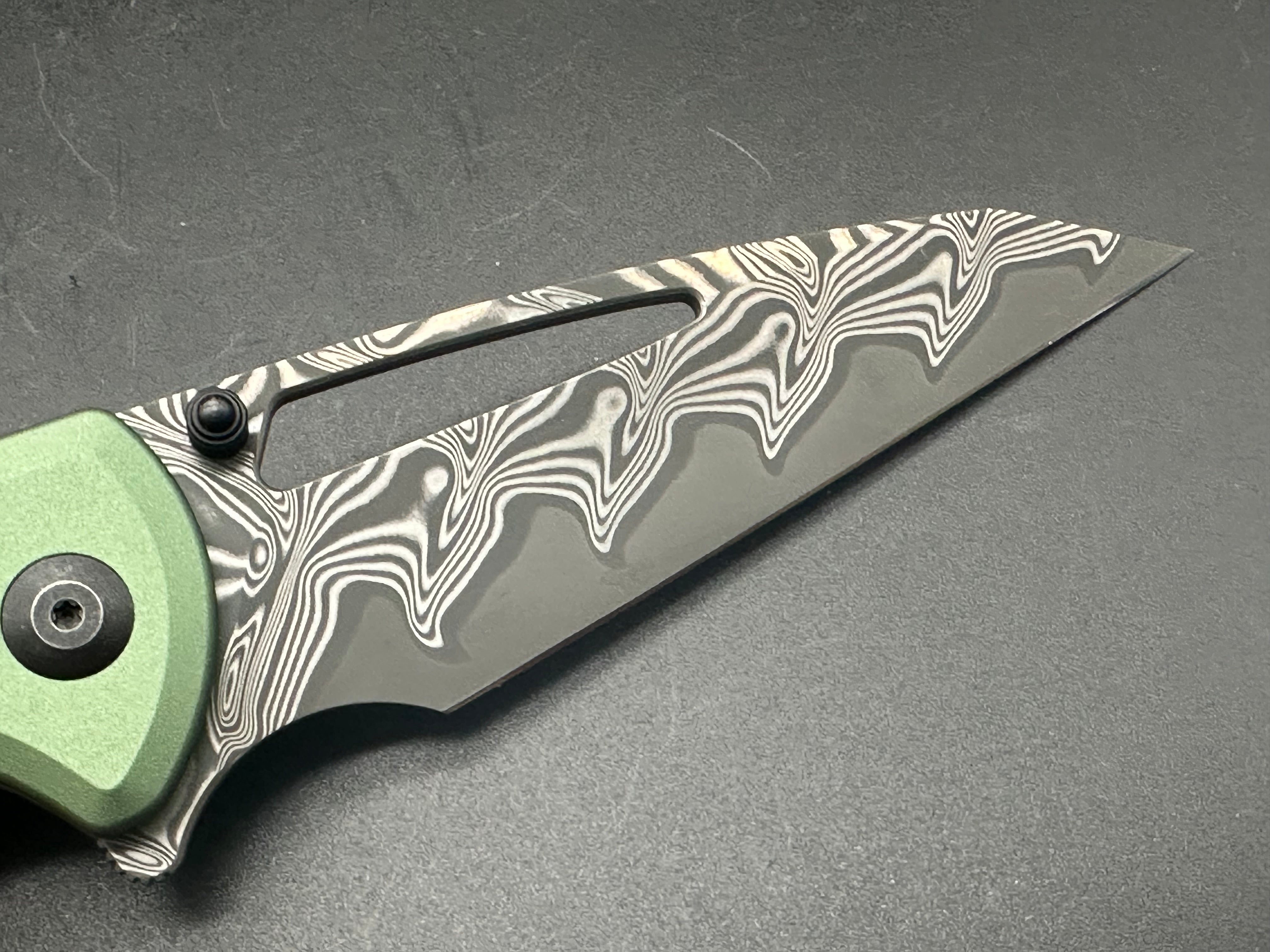 CIVIVI SENTINEL STRIKE Folding Knife - Green Aluminum Handle, Black Damascus Steel Blade, Reverse Tanto Design - Perfect for EDC, Outdoor Camping & Tactical Use